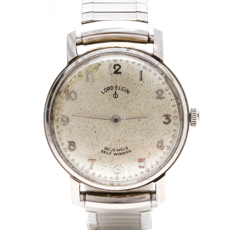 Vintage Lord Elgin 30 Jewel Self Winding Analog Wristwatch