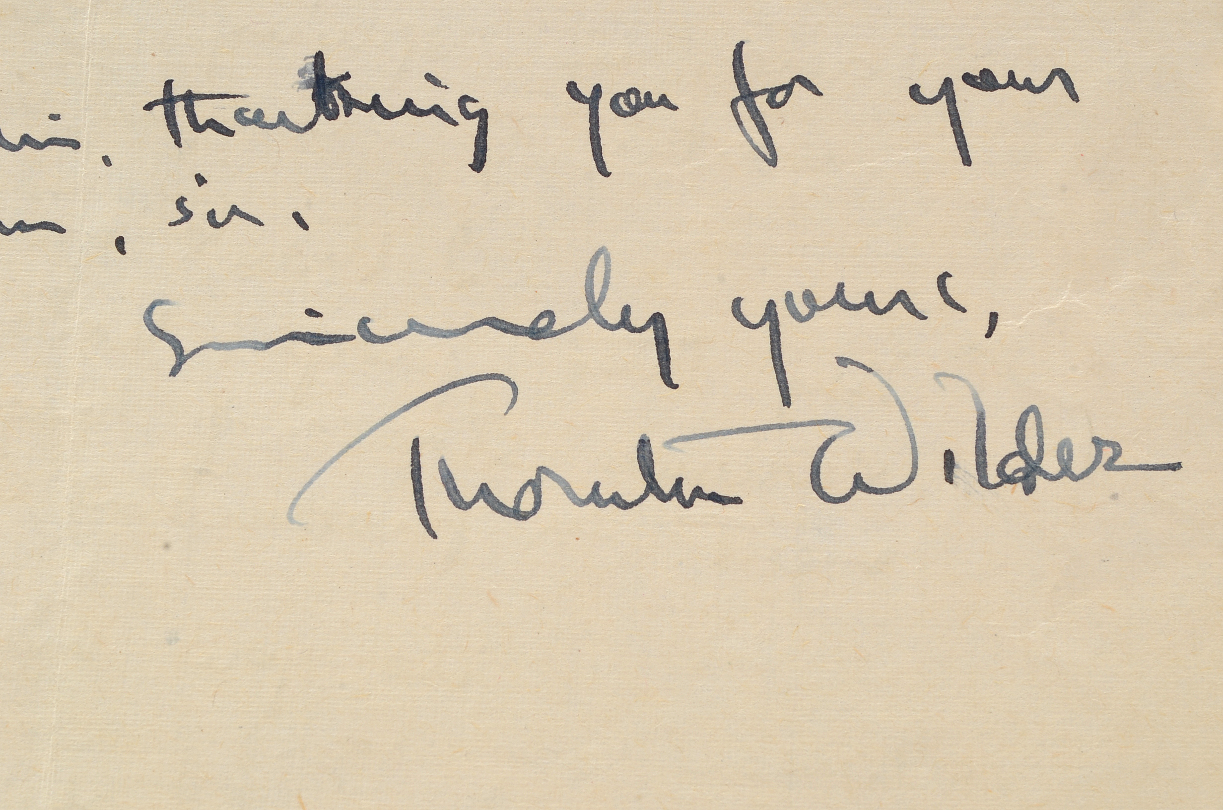 1948 Letter Signed By Thorton Wilder to Herbert Marshall