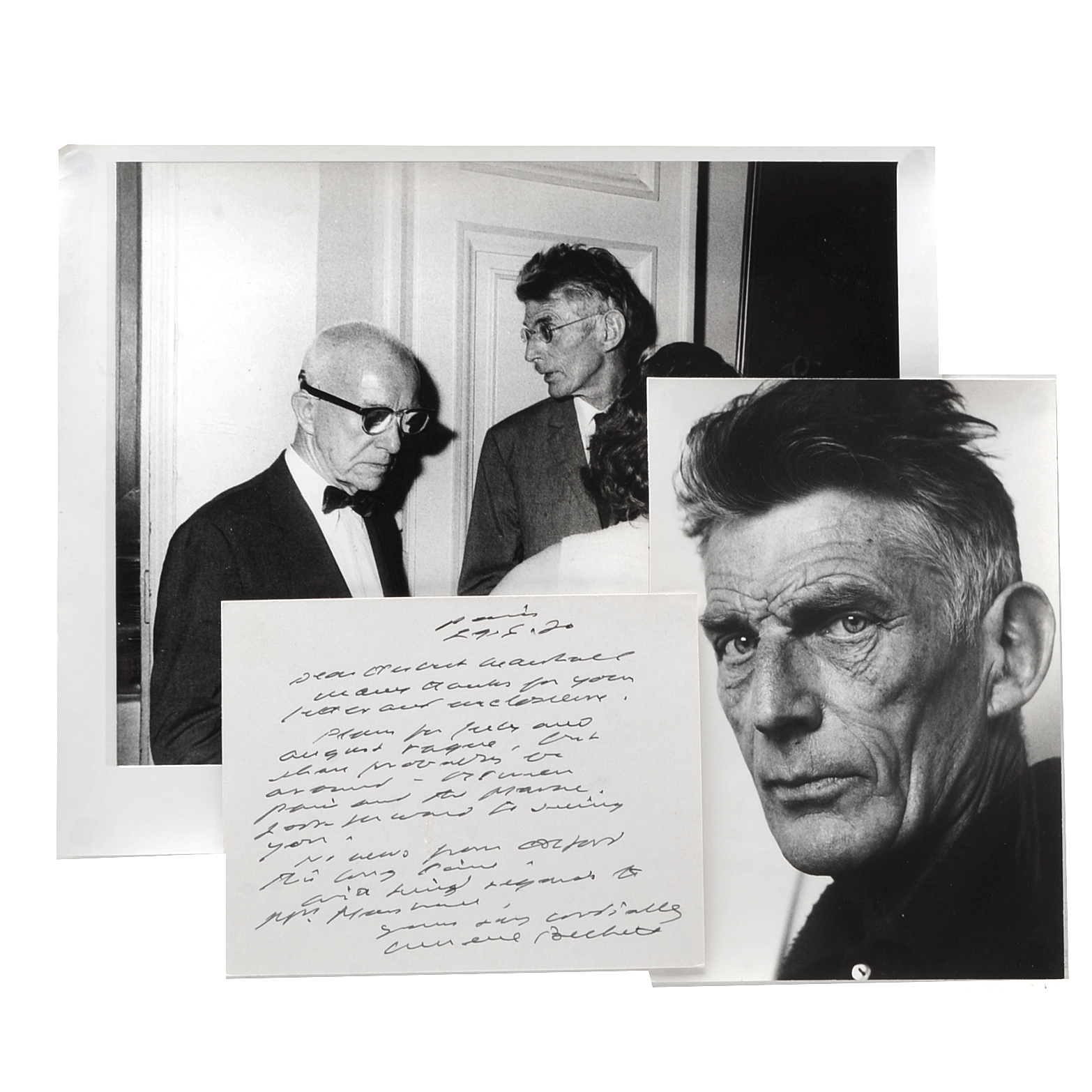 Signed Photograph and Postcard from Samuel Beckett and Photo of Bucky Fuller