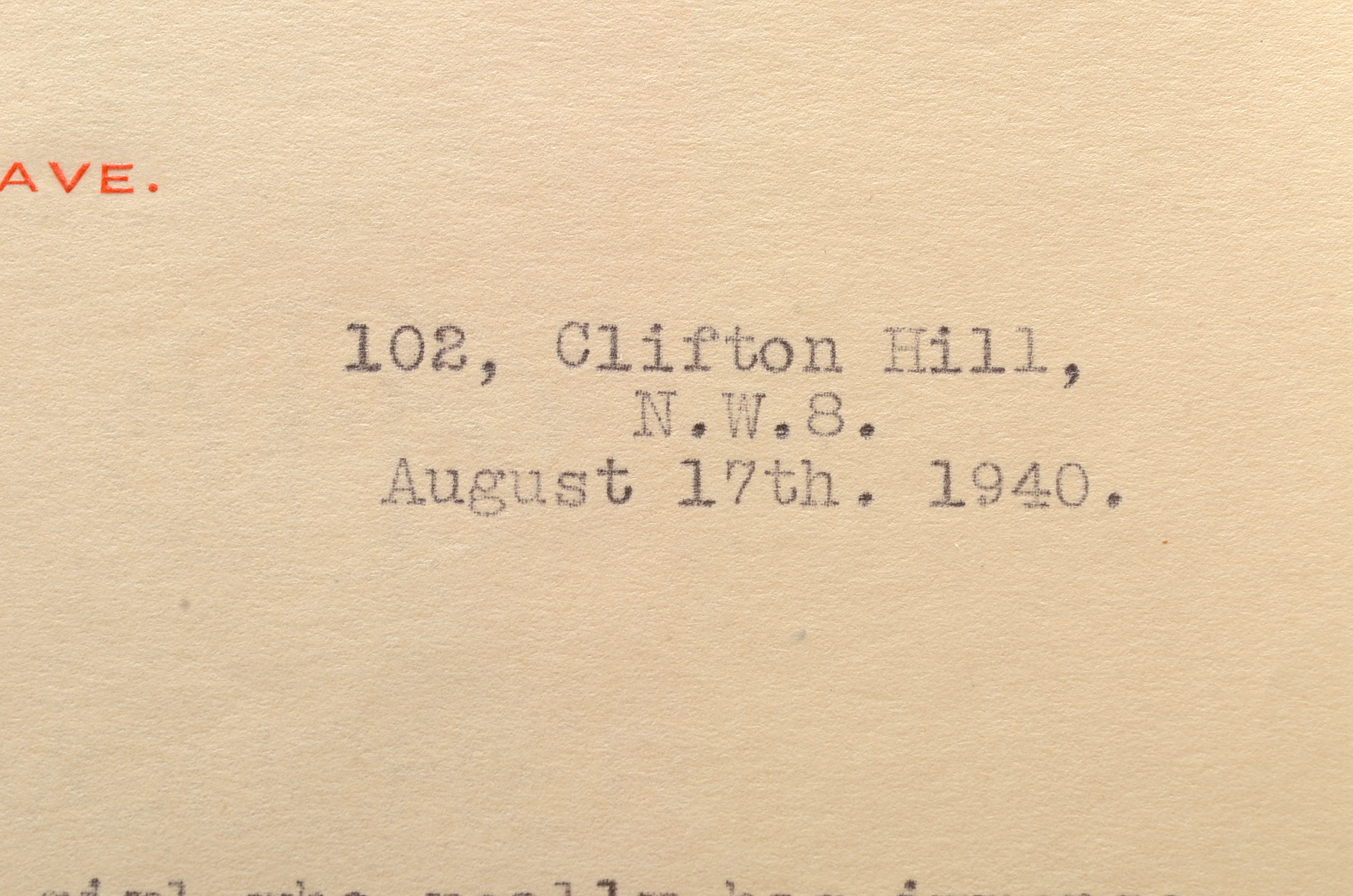 1940 Letter from Michael Redgrave to Herbert Marshall