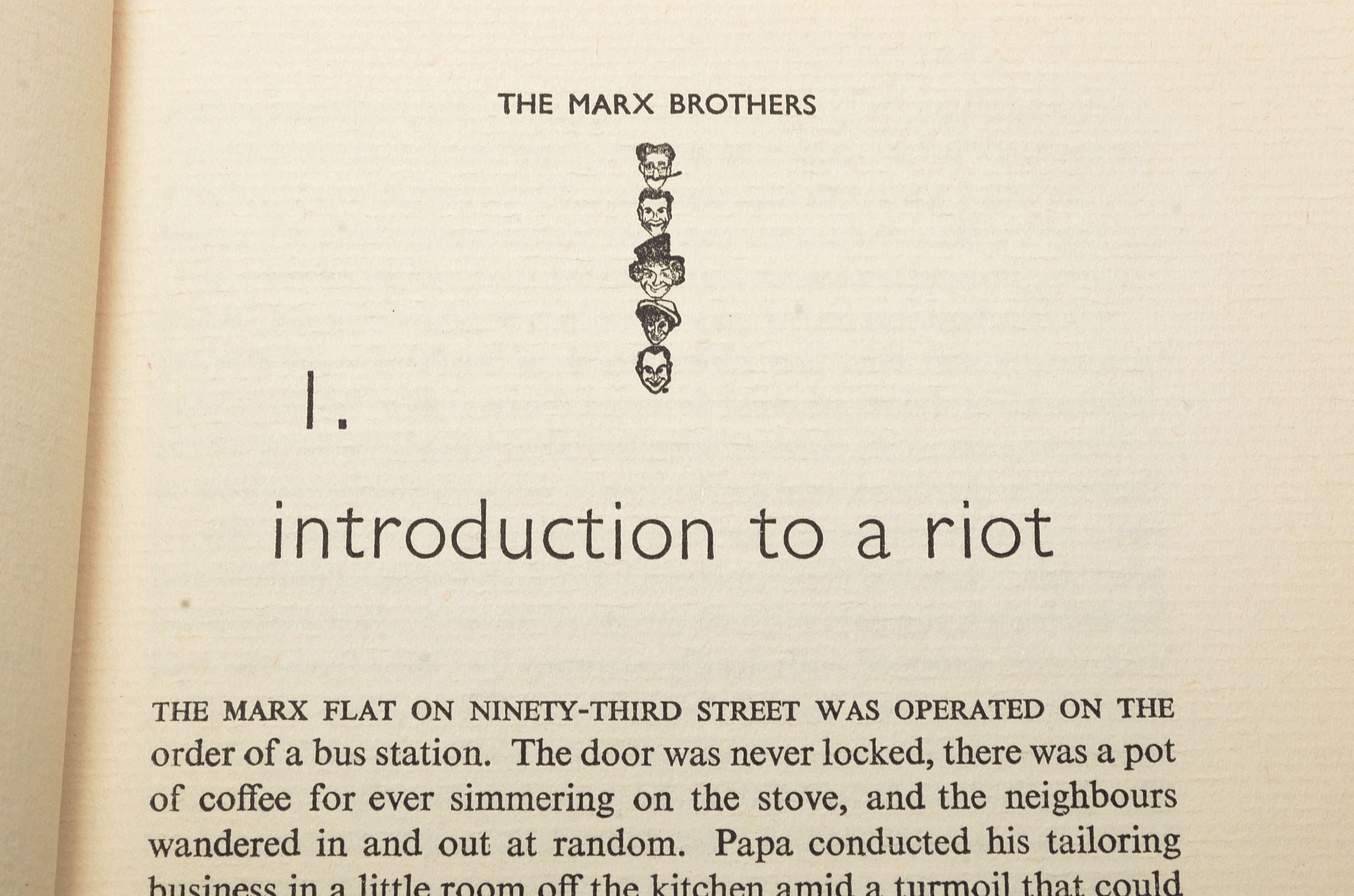 Black and White Photos of the Marx Brothers and a First Edition Book