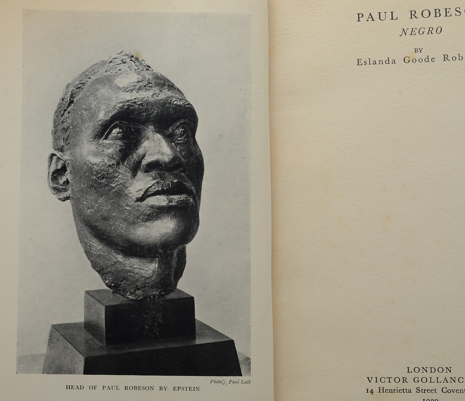 1930 First Edition "Paul Robeson: Negro" by Eslanda Goode Robeson
