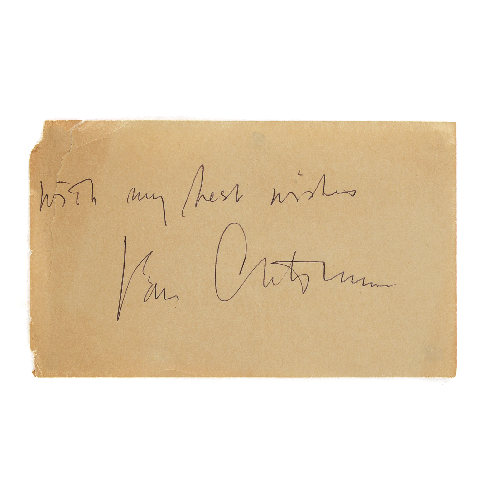 Autograph from Van Cliburn, Internationally Acclaimed and Honored Pianist