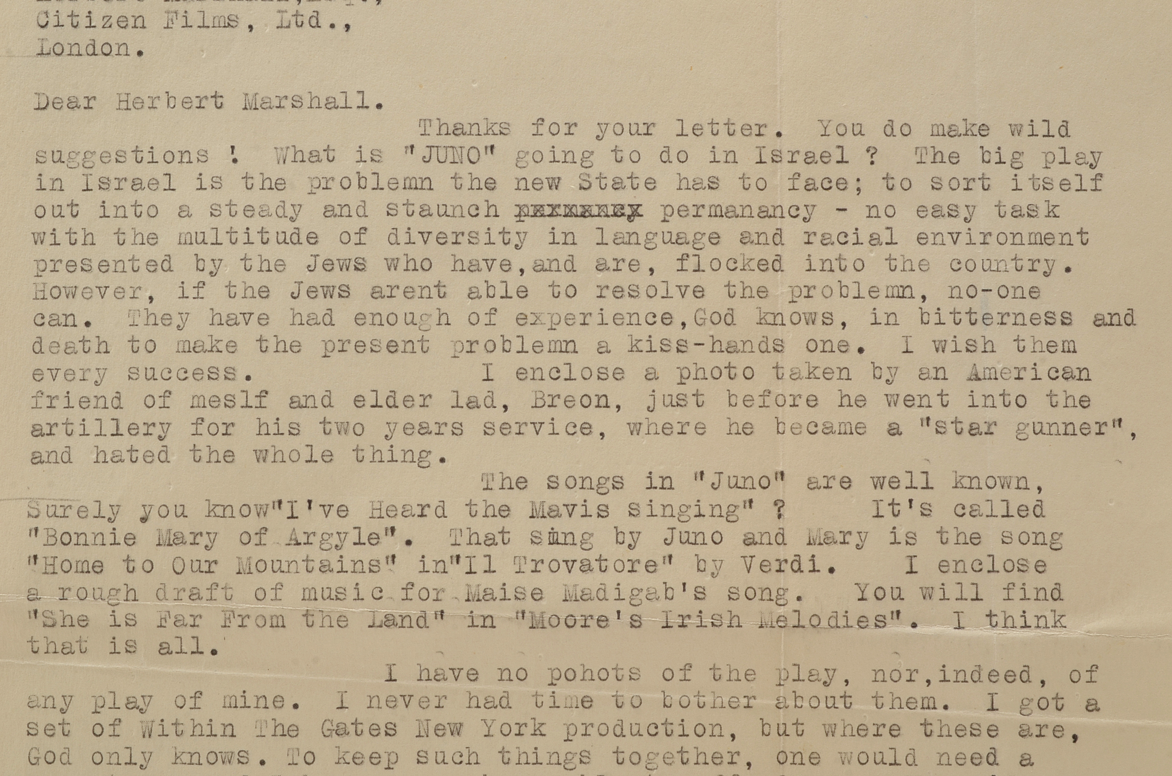 1928 Edition of "The Silver Tassie" and 1950 Letter by Sean O'Casey