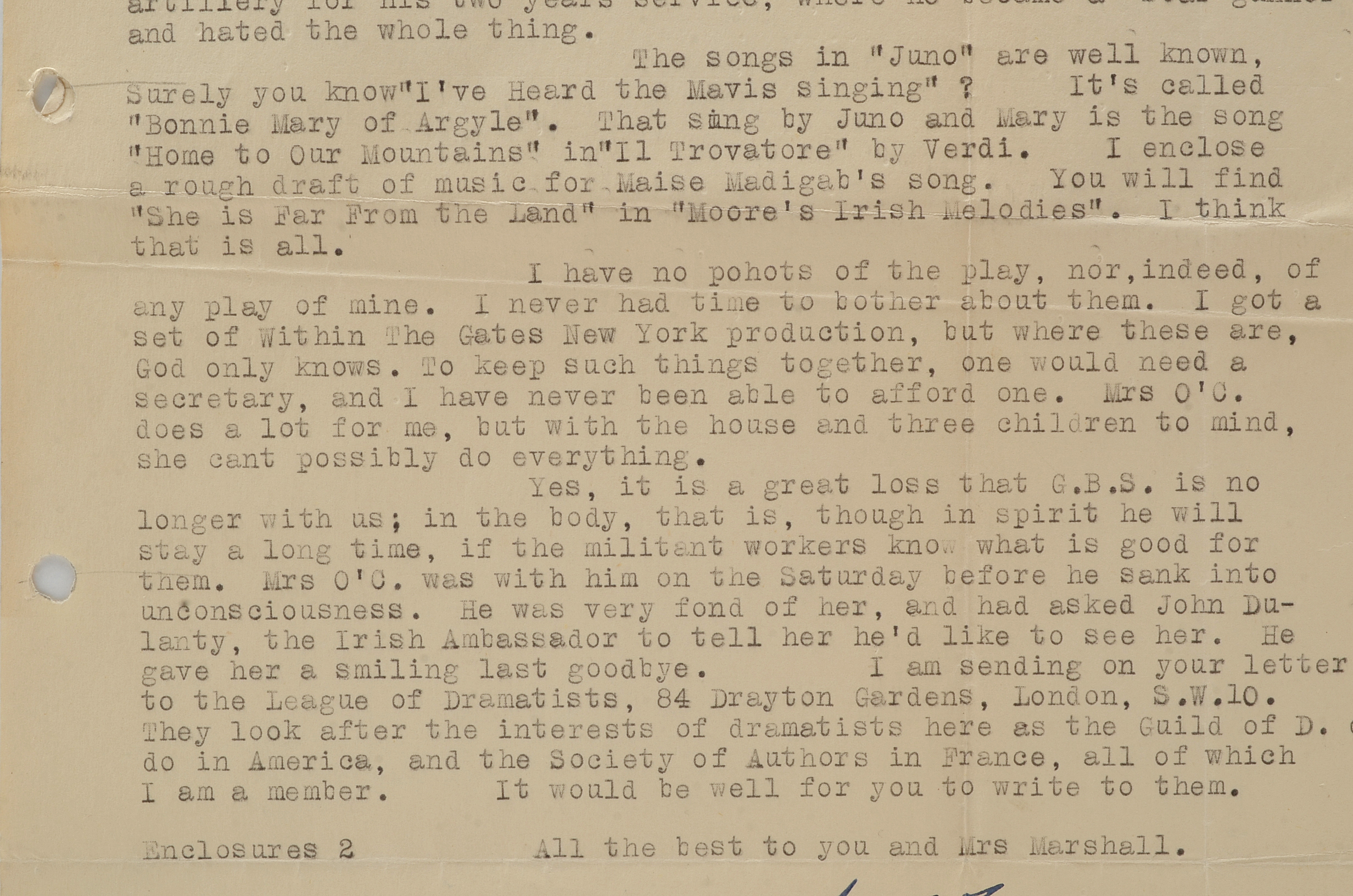 1928 Edition of "The Silver Tassie" and 1950 Letter by Sean O'Casey