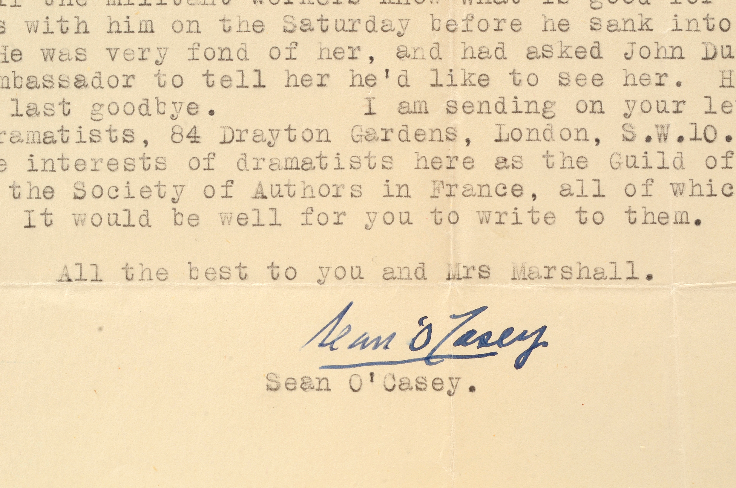 1928 Edition of "The Silver Tassie" and 1950 Letter by Sean O'Casey