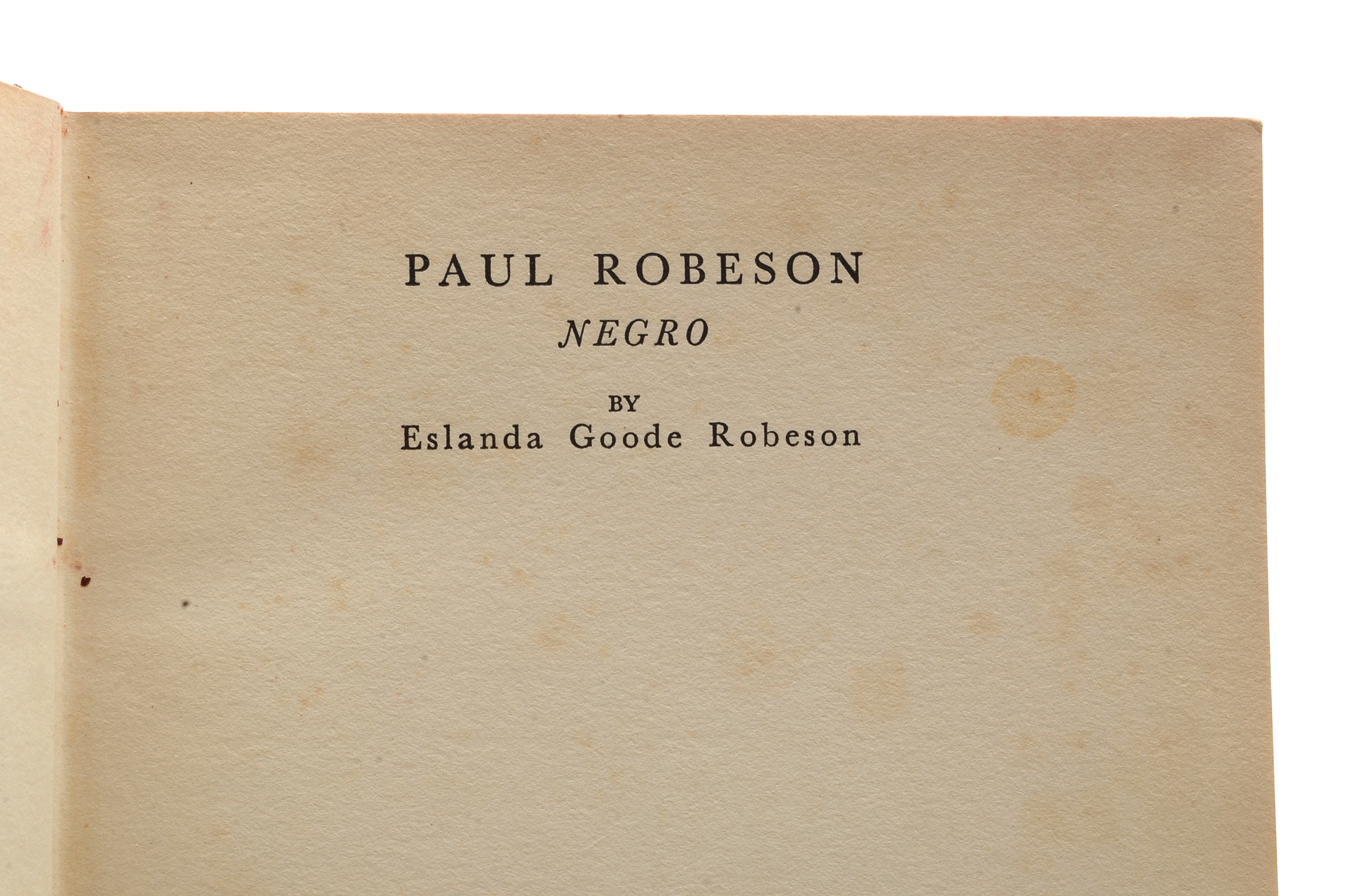 1930 Signed First Edition "Paul Robeson: Negro" by Eslanda Goode Robeson