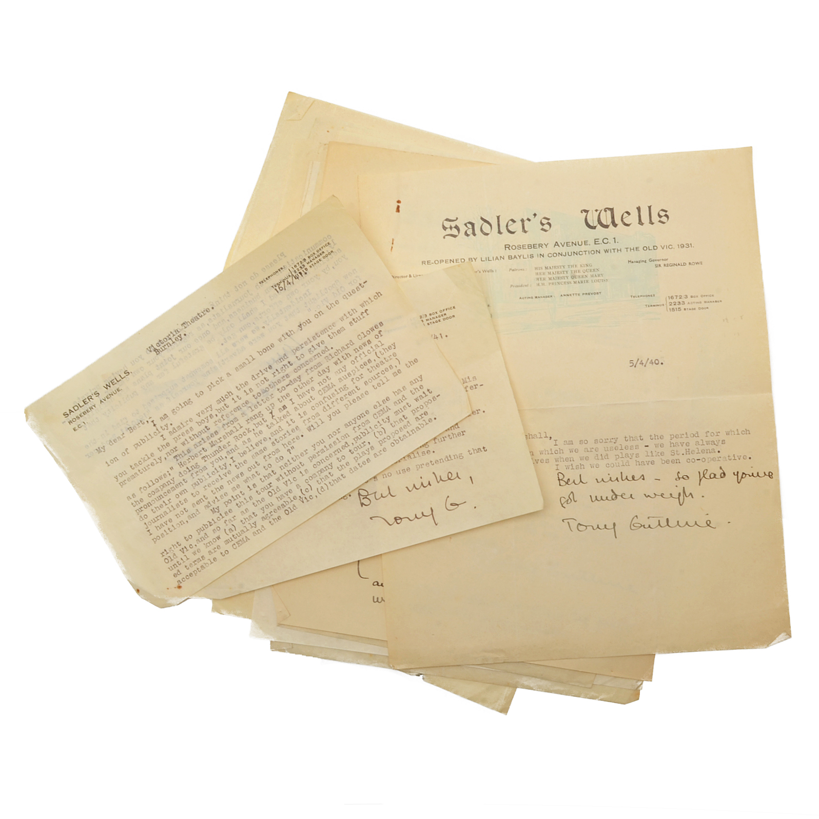1940 - 1944 Correspondences from Tyrone Guthrie