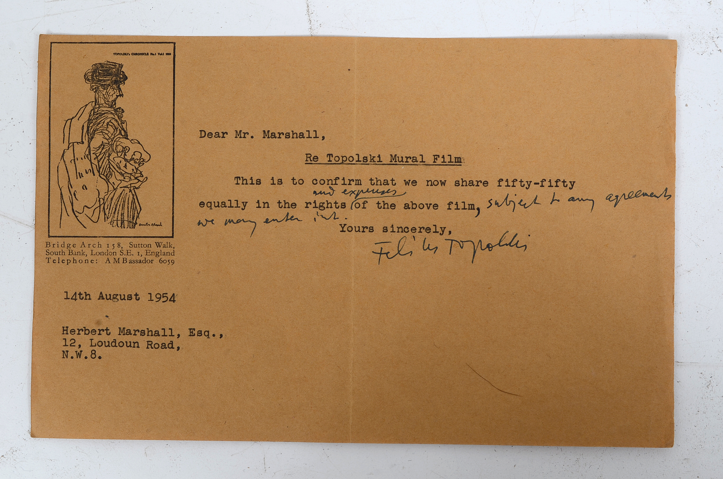 Assorted Letters to Herbert Marshall from 1940 - 1965