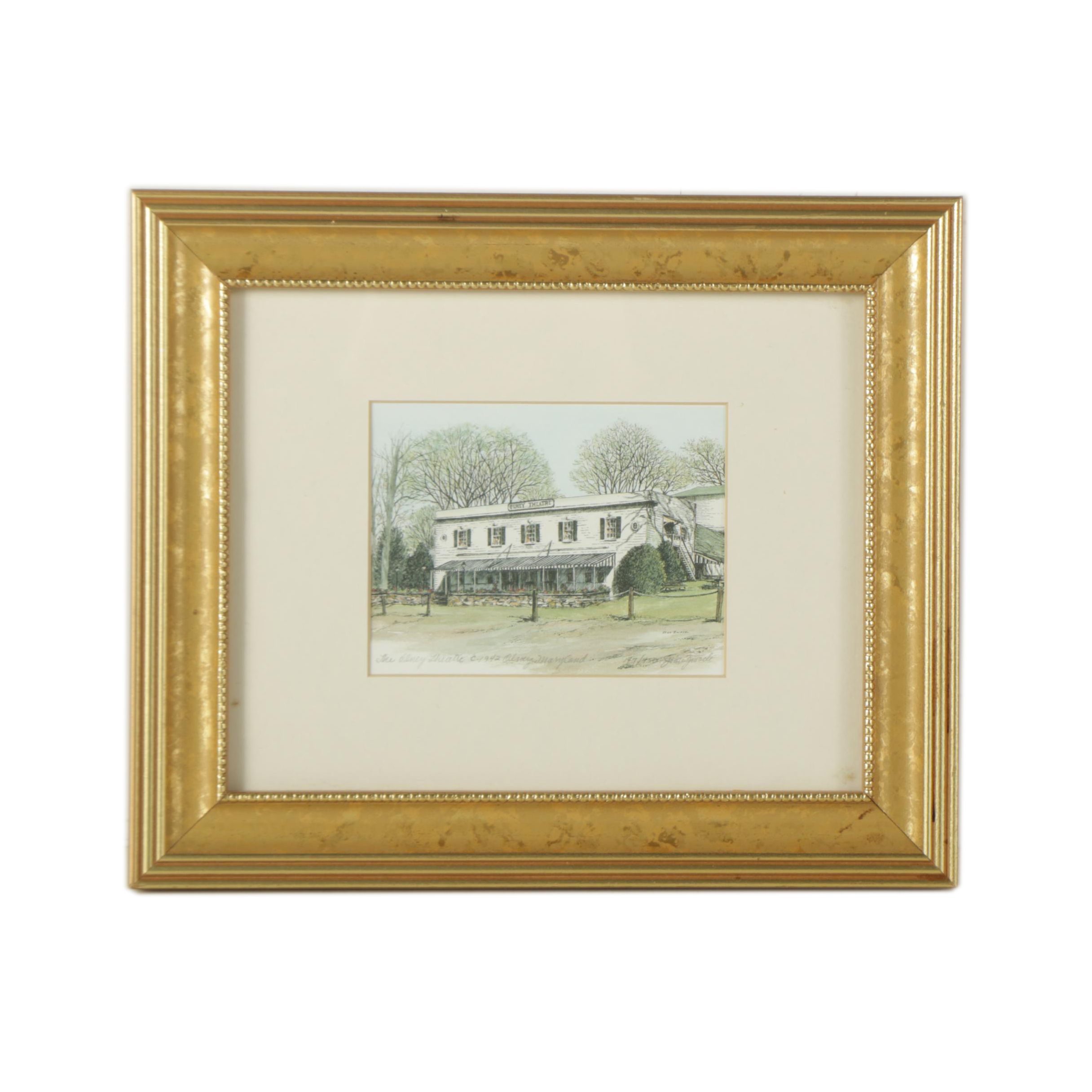 Joan Zwack Limited Edition Offset Lithograph "The Olney Theater"