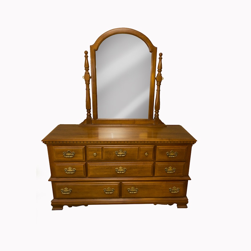 Colonial Style Maple Dresser with Mirror