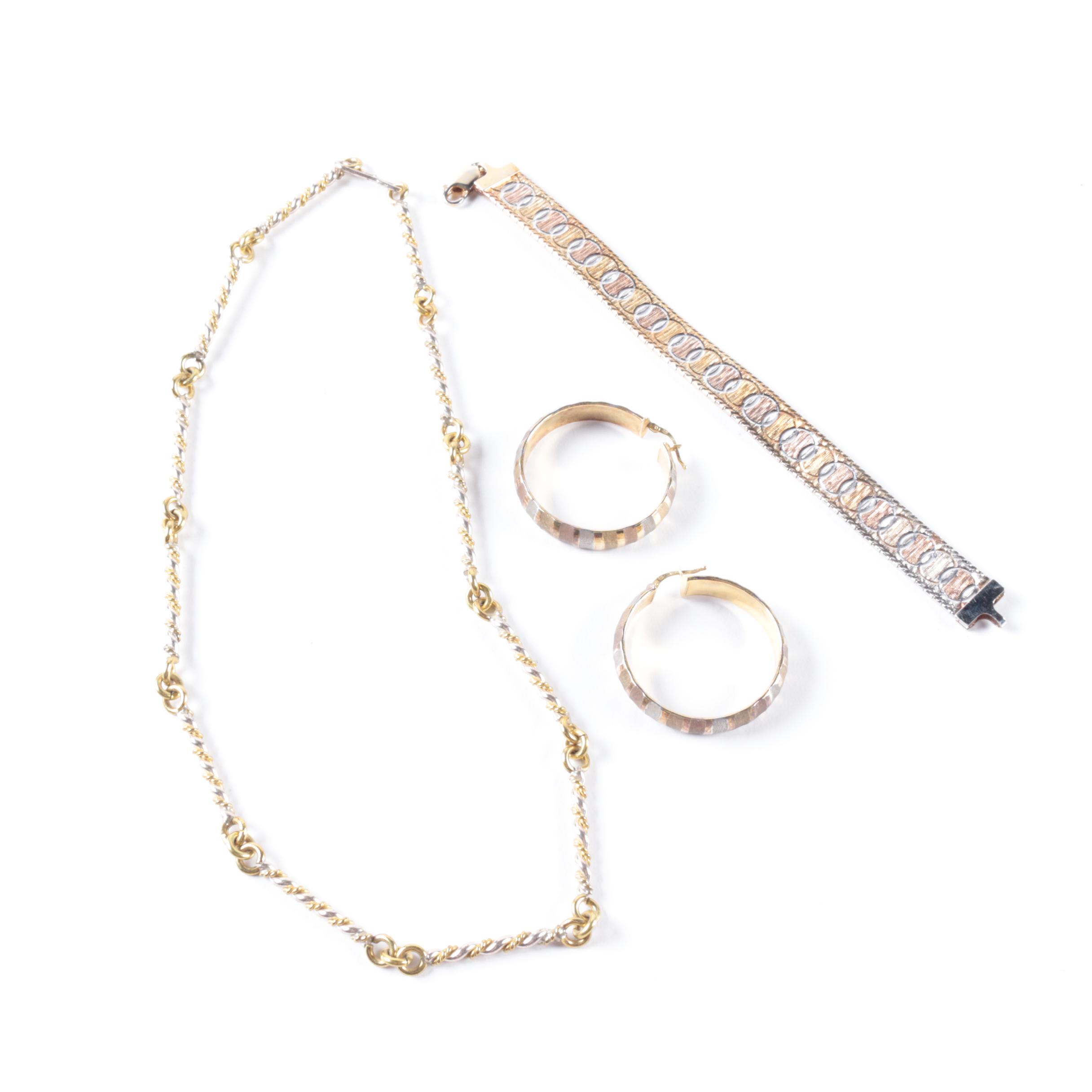 Sterling Silver Necklace, Earrings and Bracelet