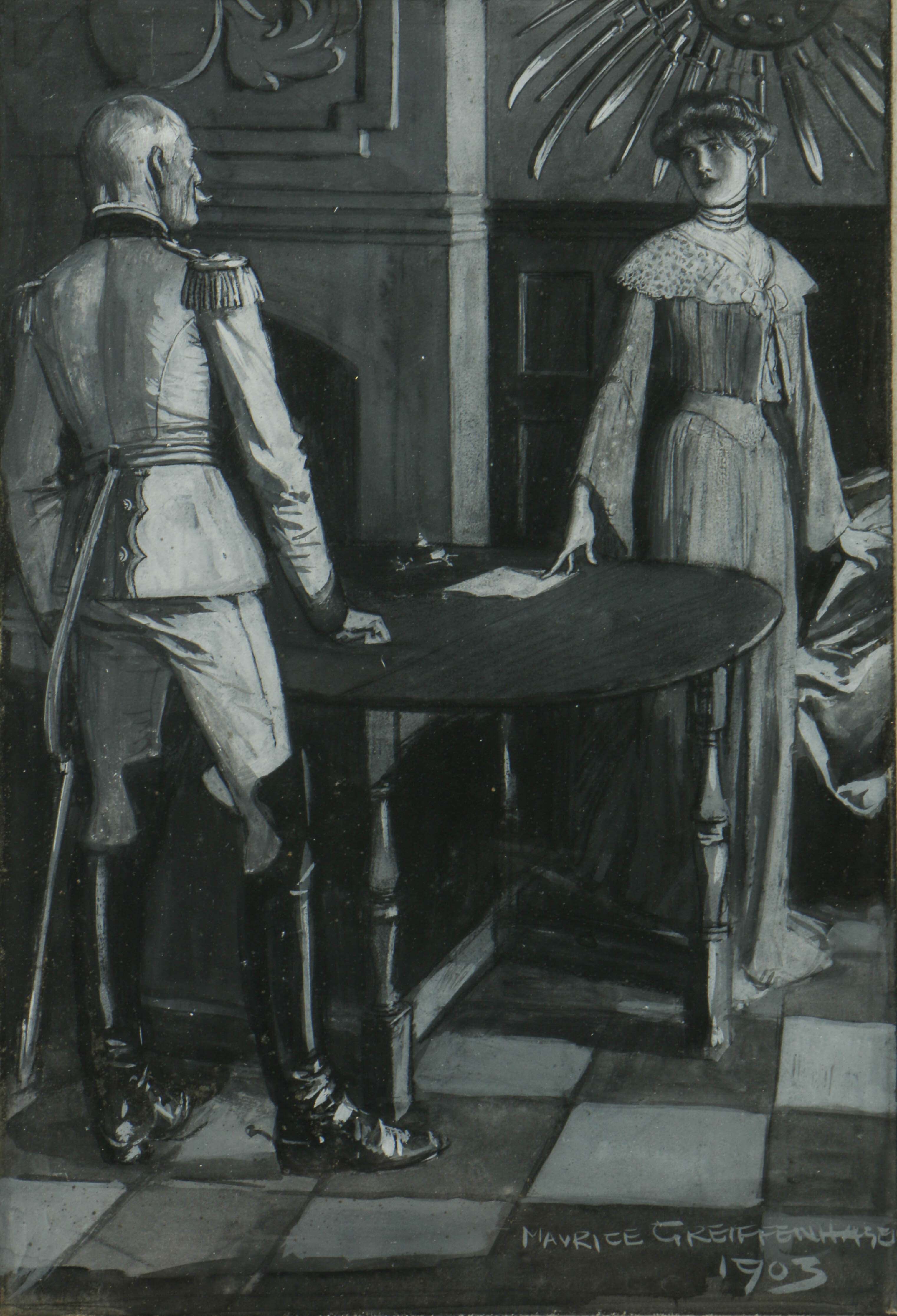 Maurice Greiffenhagen 1903 Mixed Media Book Illustration on Paperboard