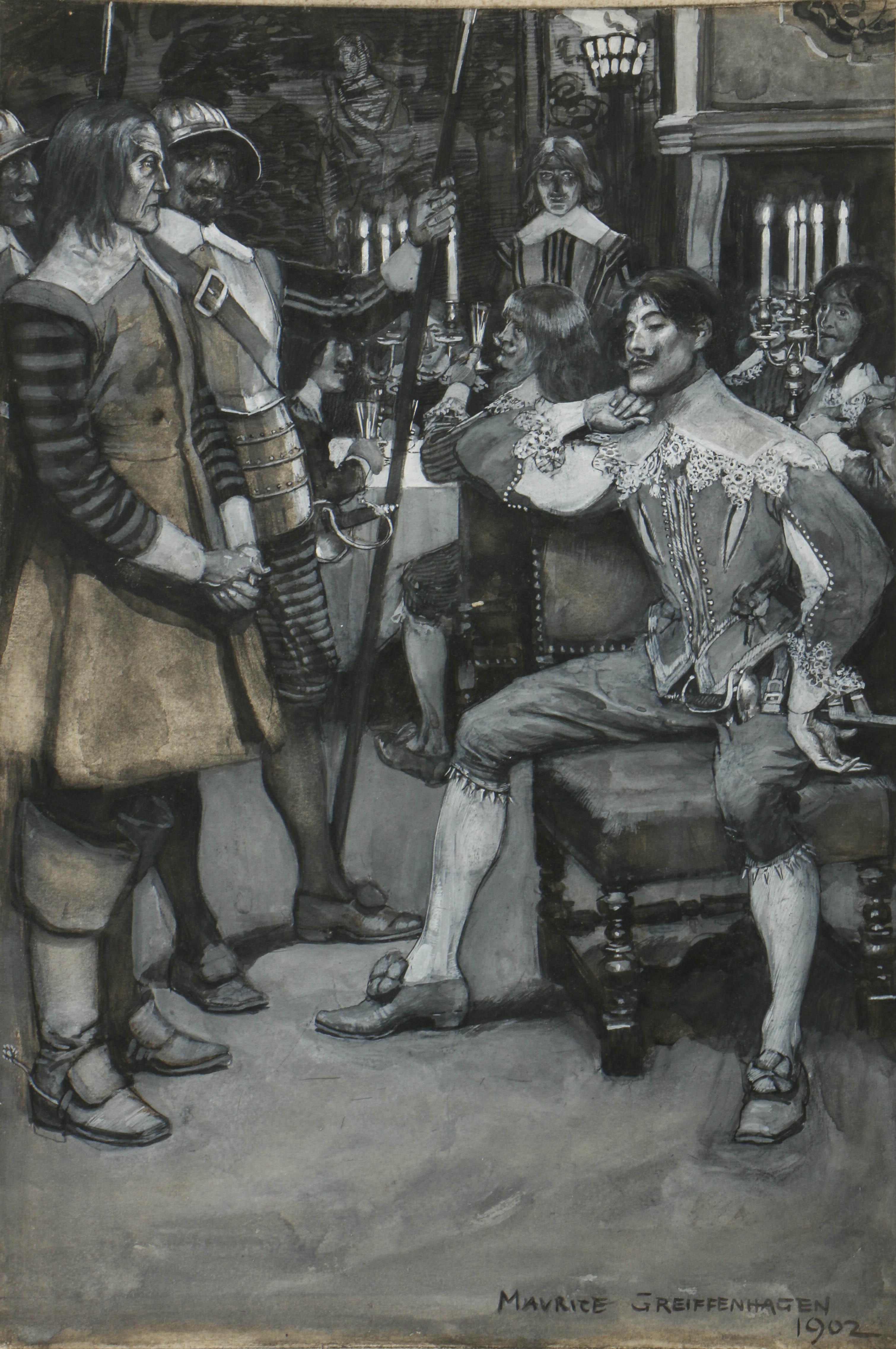 Maurice Greiffenhagen 1902 Mixed Media Book Illustration on Paper