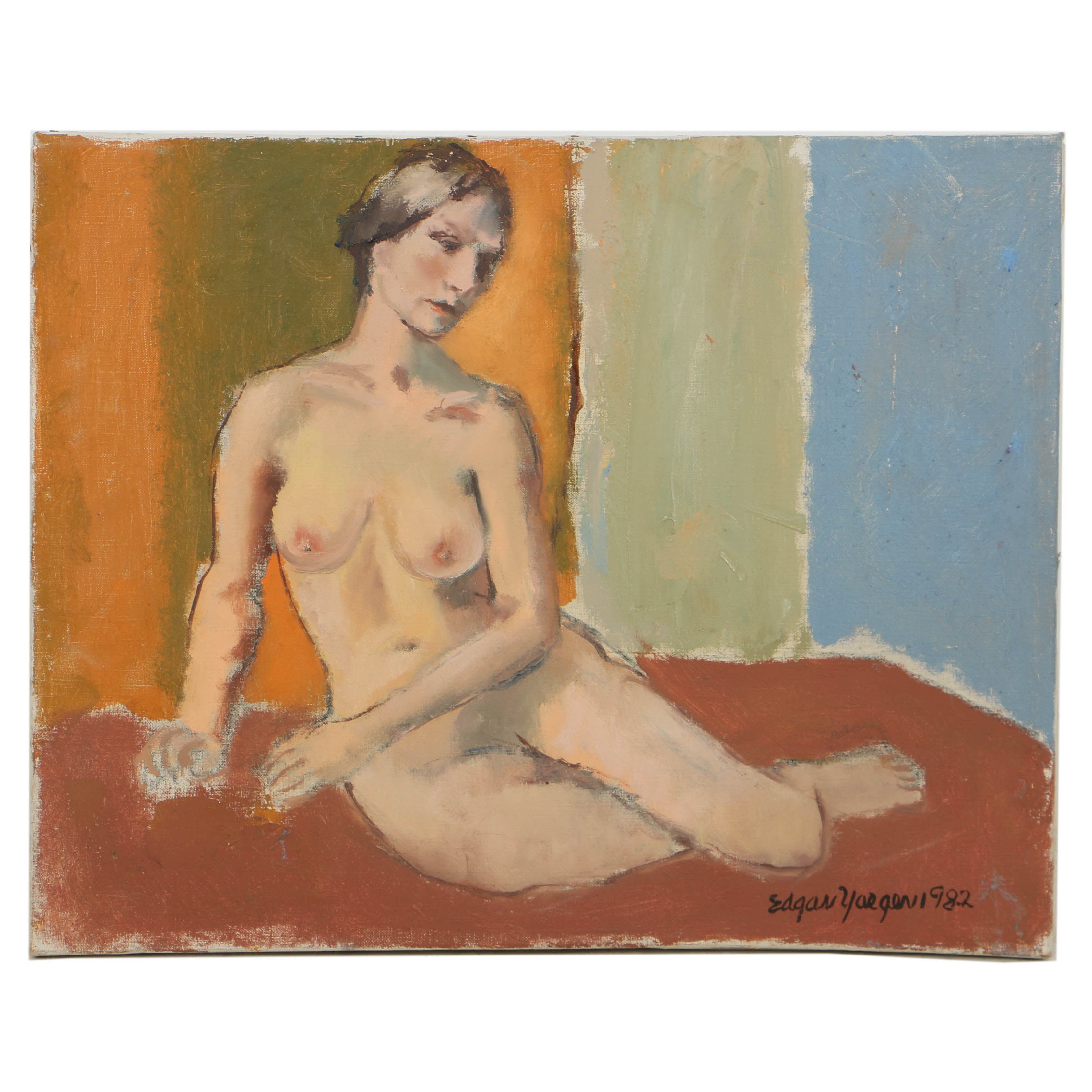 Edgar Yaeger Oil Painting on Canvas of Nude Female Figure