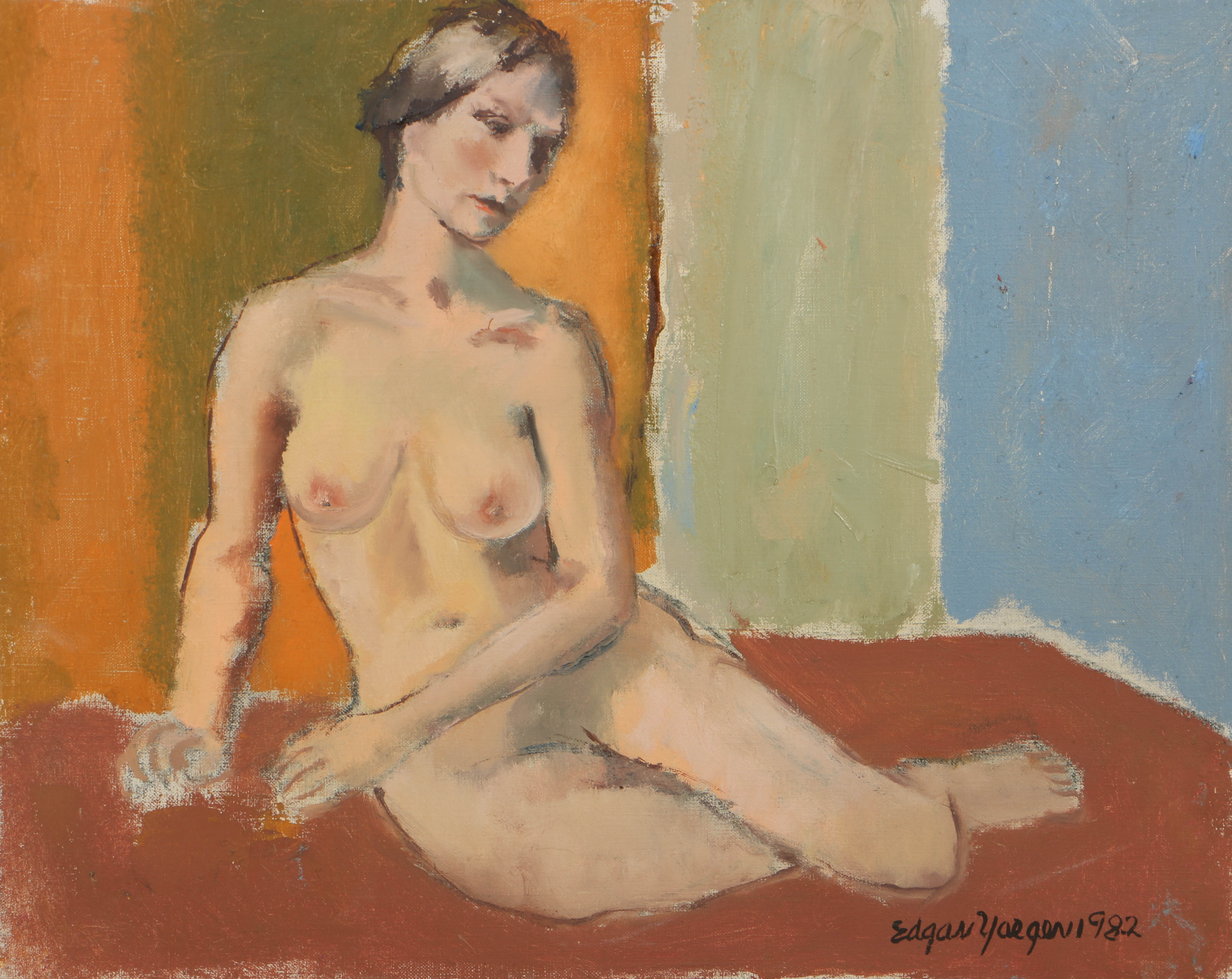 Edgar Yaeger Oil Painting on Canvas of Nude Female Figure