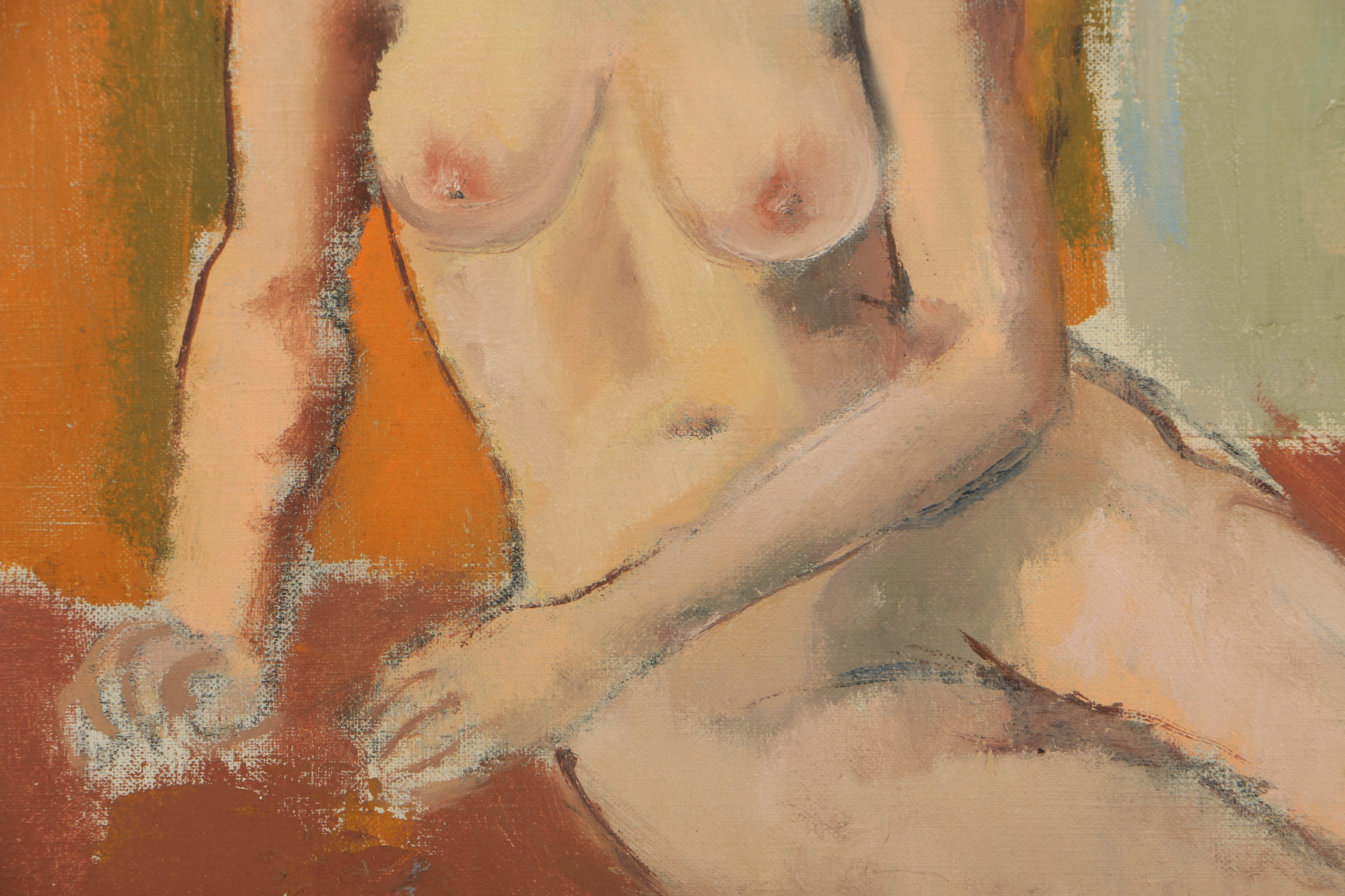 Edgar Yaeger Oil Painting on Canvas of Nude Female Figure