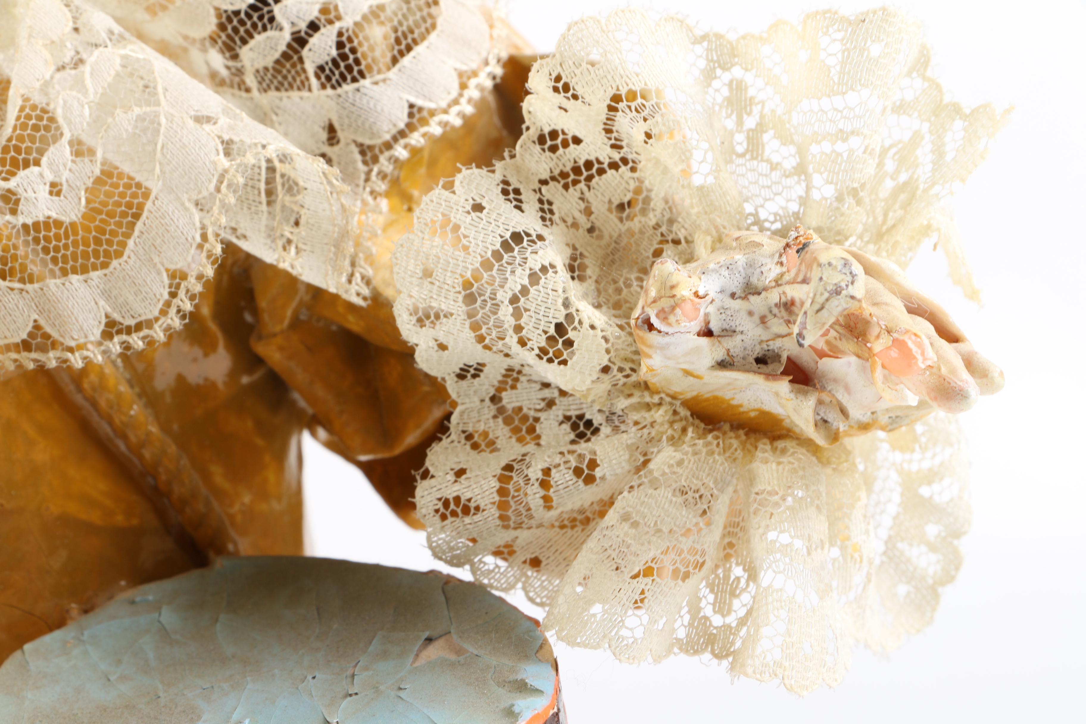 Vintage Papier-Mâché Clown Figurine and Vegetables