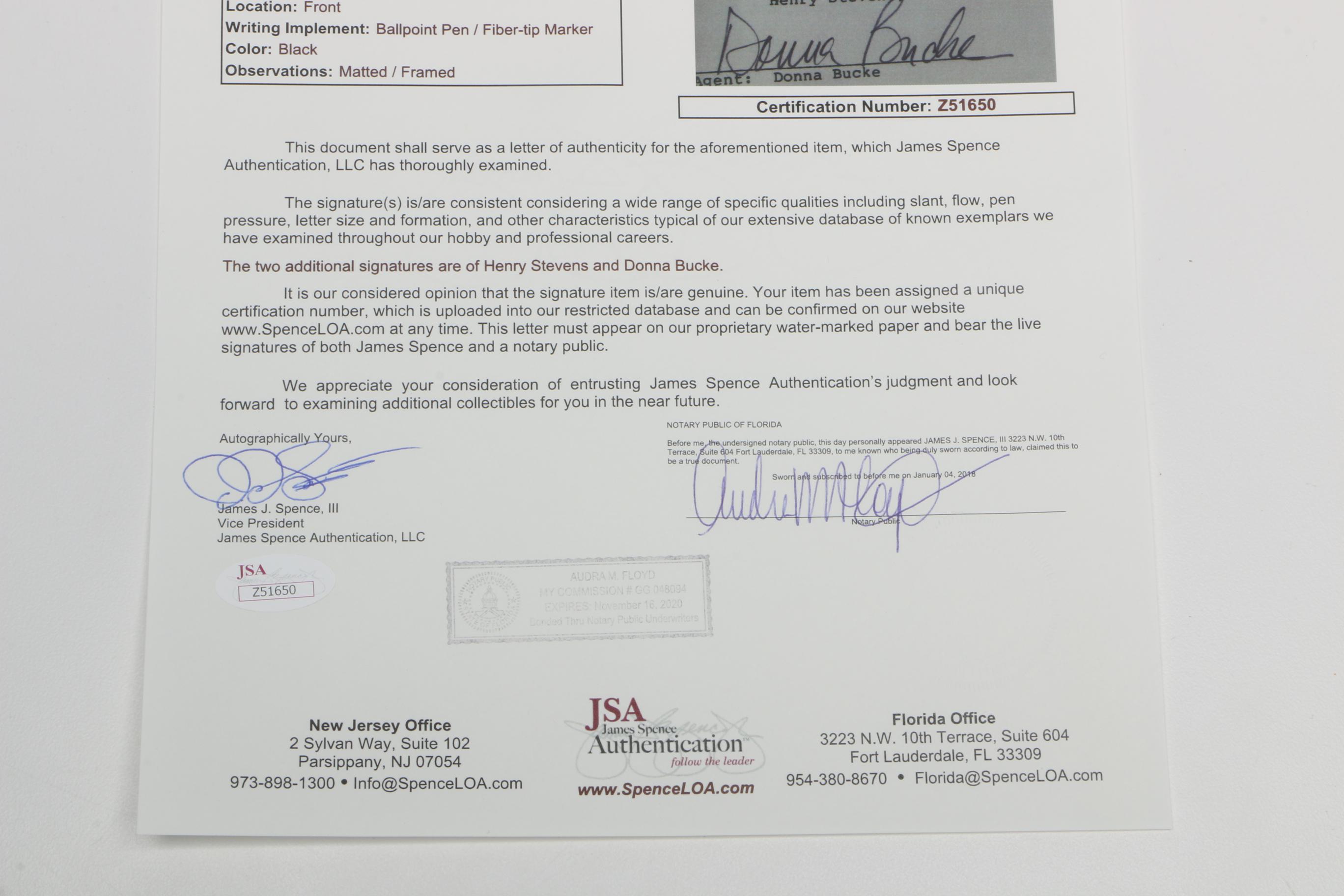 Signed Michael Jackson Real Estate Contract with JSA LOA