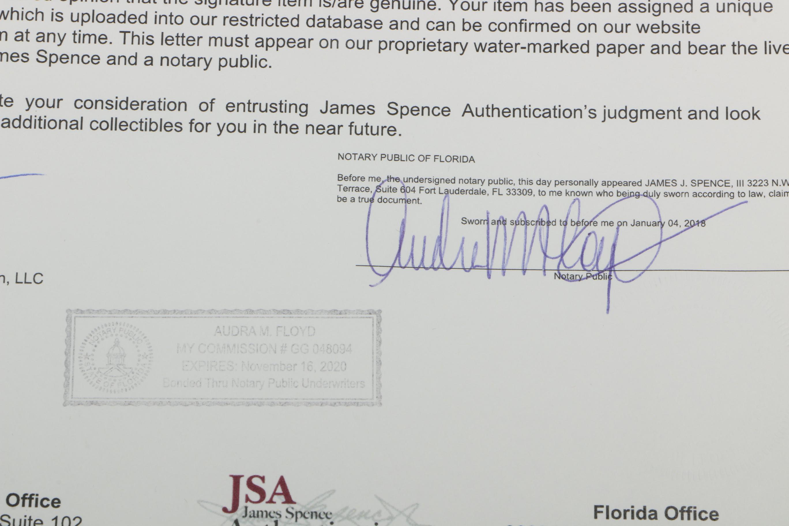 Signed Michael Jackson Real Estate Contract with JSA LOA