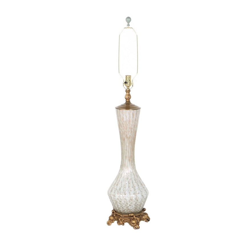 Vintage Murano Aventurine Glass Table Lamp