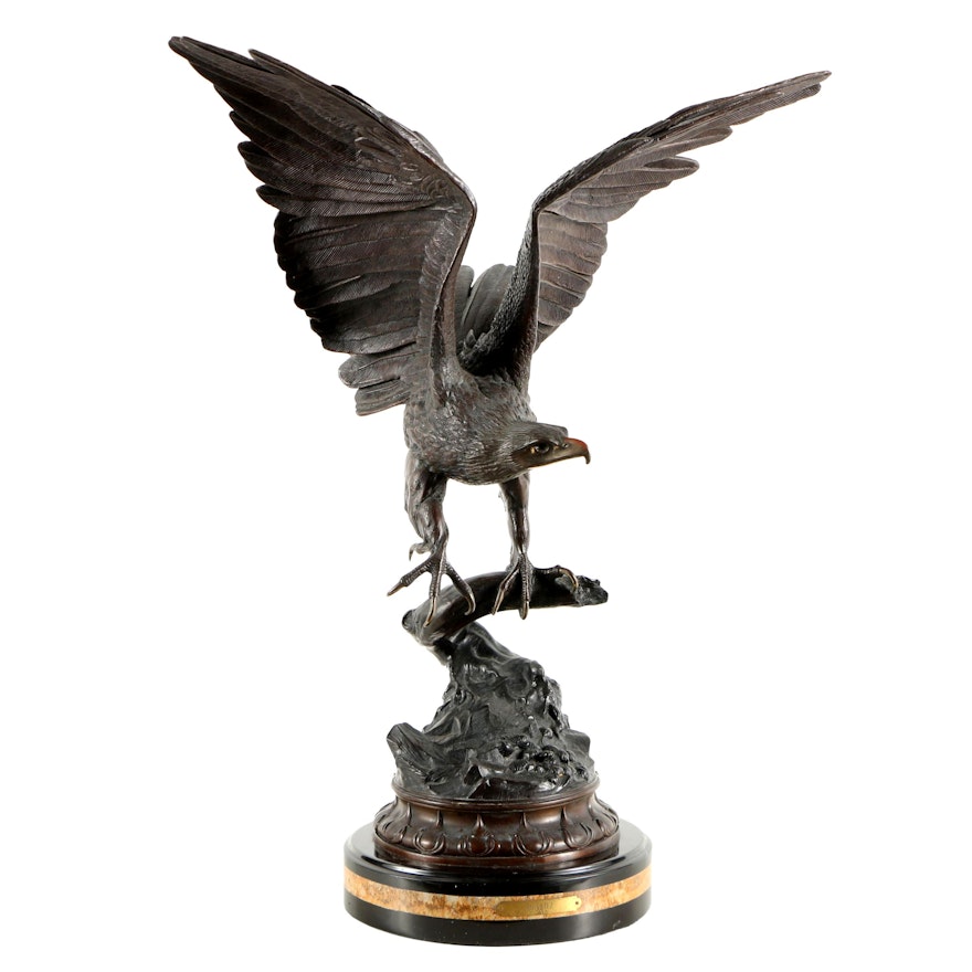 Recast Bronze Sculpture After Jules Moigniez Eagle