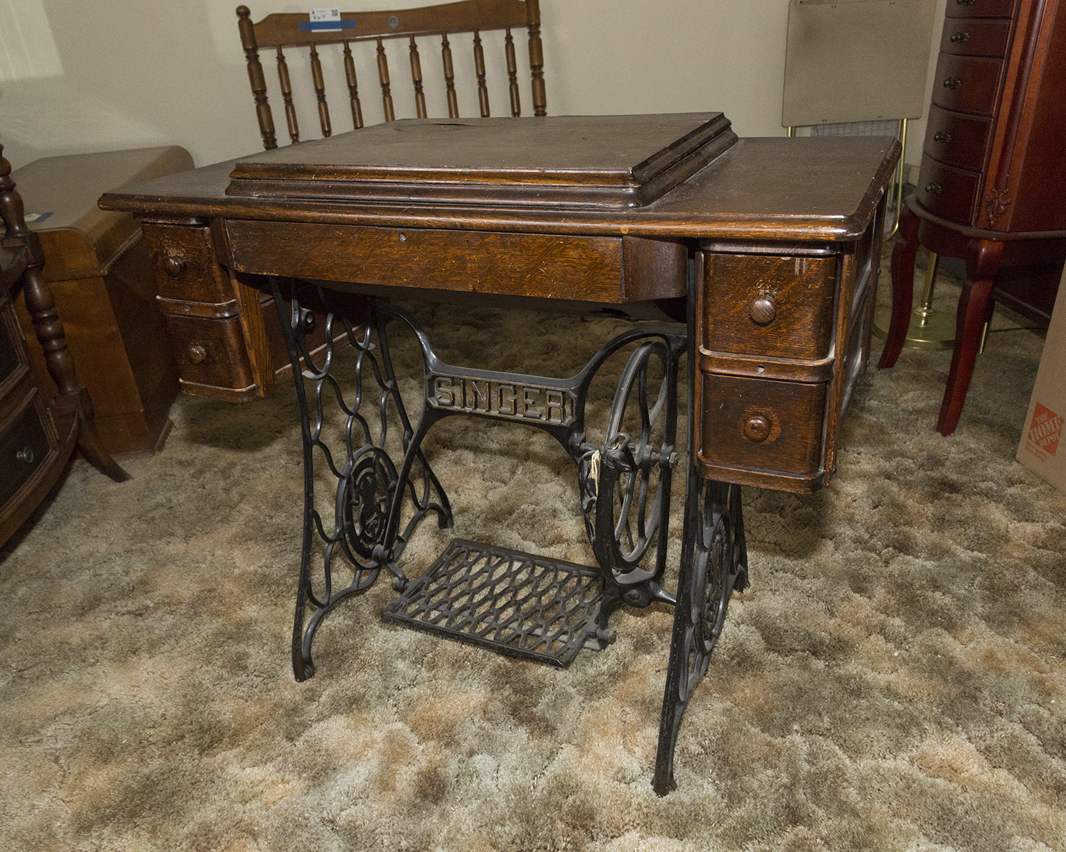 Antique Singer Treadle Sewing Machine Cabinet