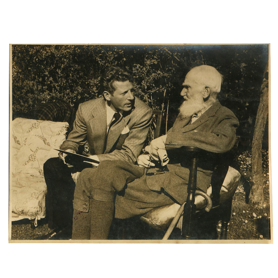 Photo of George Bernard Shaw and Herbert Marshall with Letter
