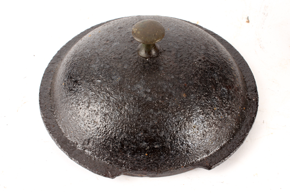 A. Kenrick and Sons Cast Iron Hearth Kettle with Brass Spigot