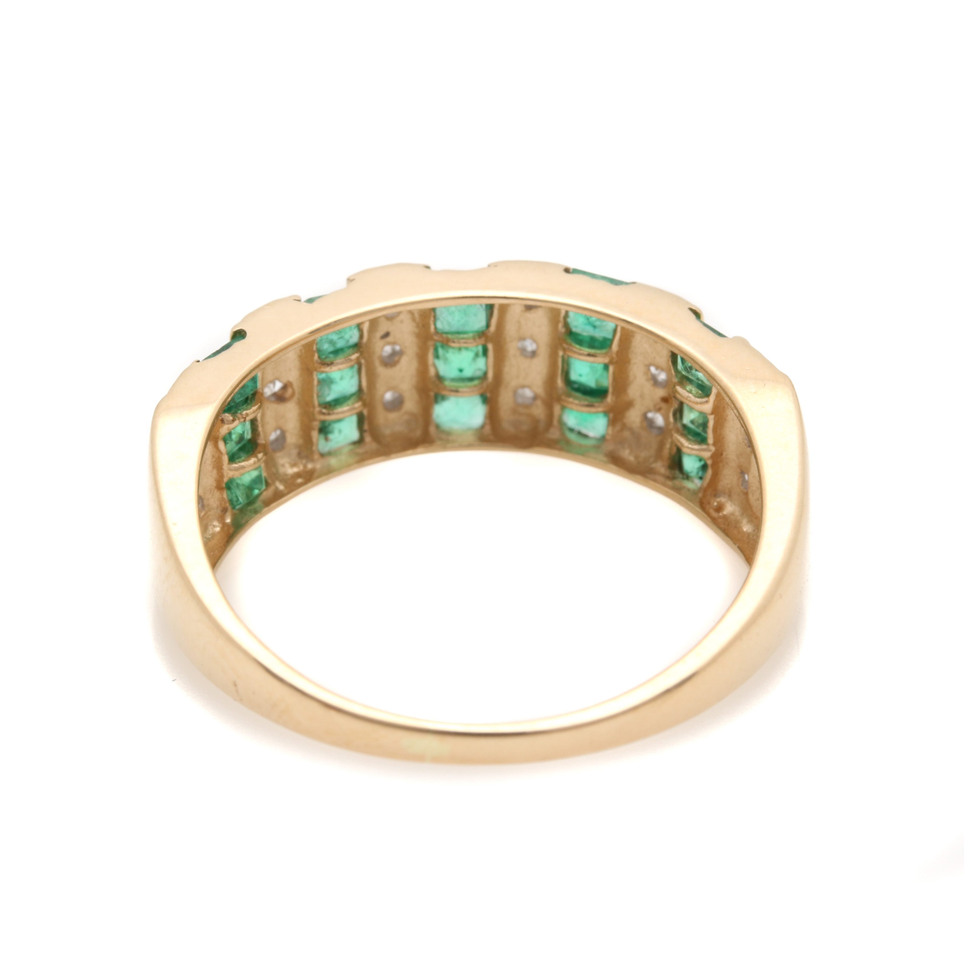 STS Jewels 14K Yellow Gold Diamond and Emerald Ring