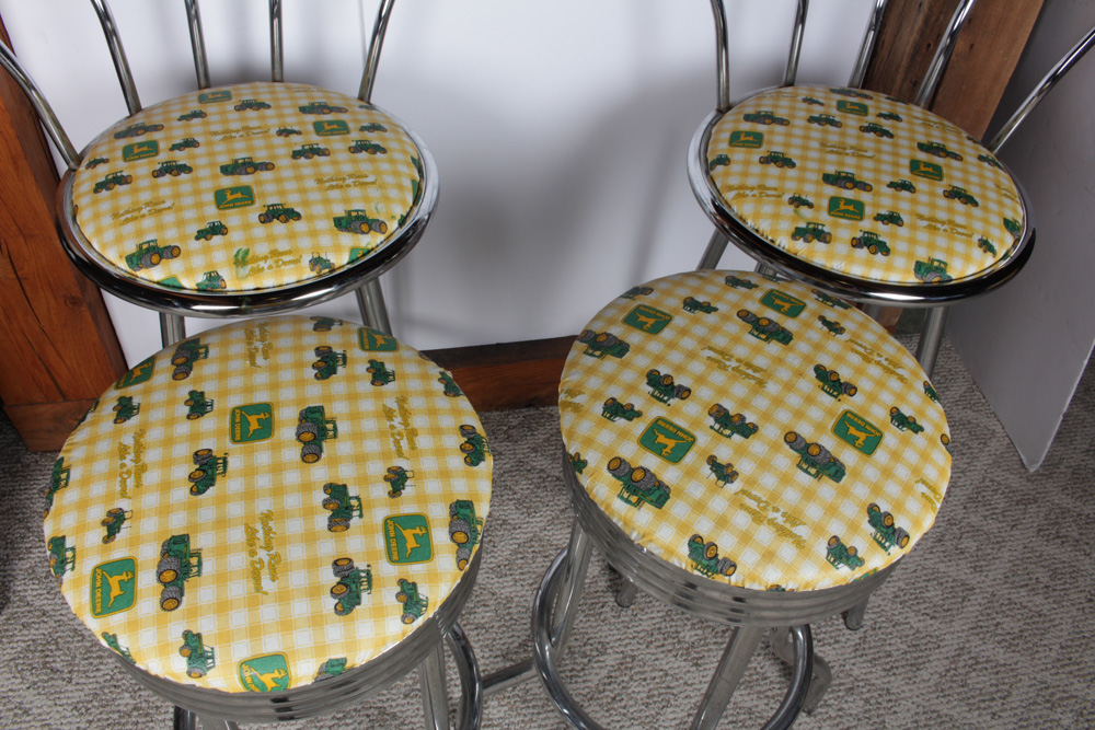 John Deere Upholstered Metal Bar Stools