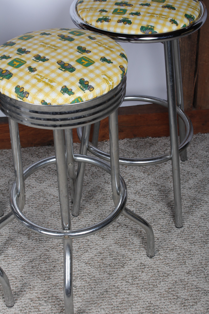 John Deere Upholstered Metal Bar Stools