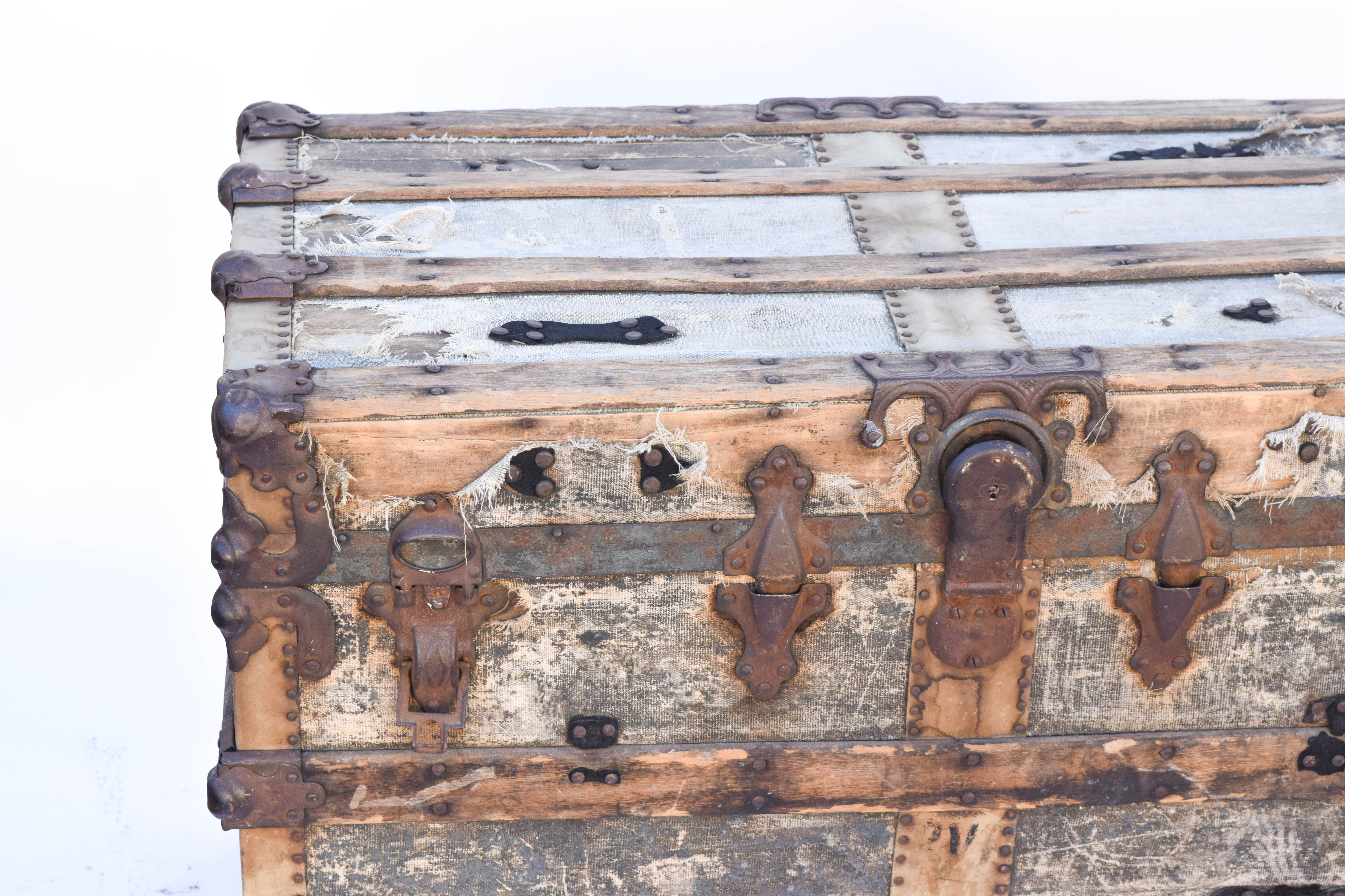 Antique Wooden Steamer Trunk by Yale & Towne