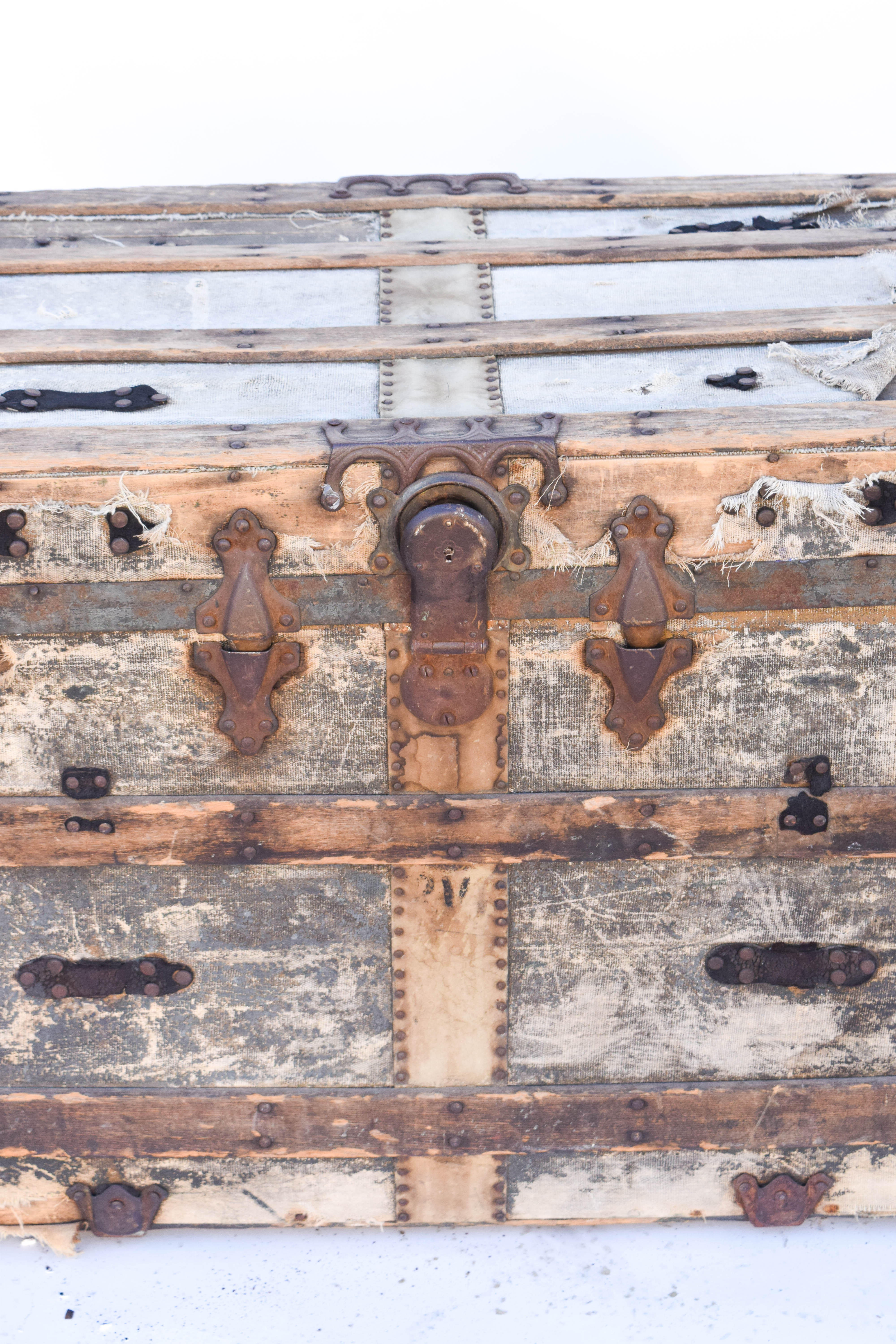 Antique Wooden Steamer Trunk by Yale & Towne