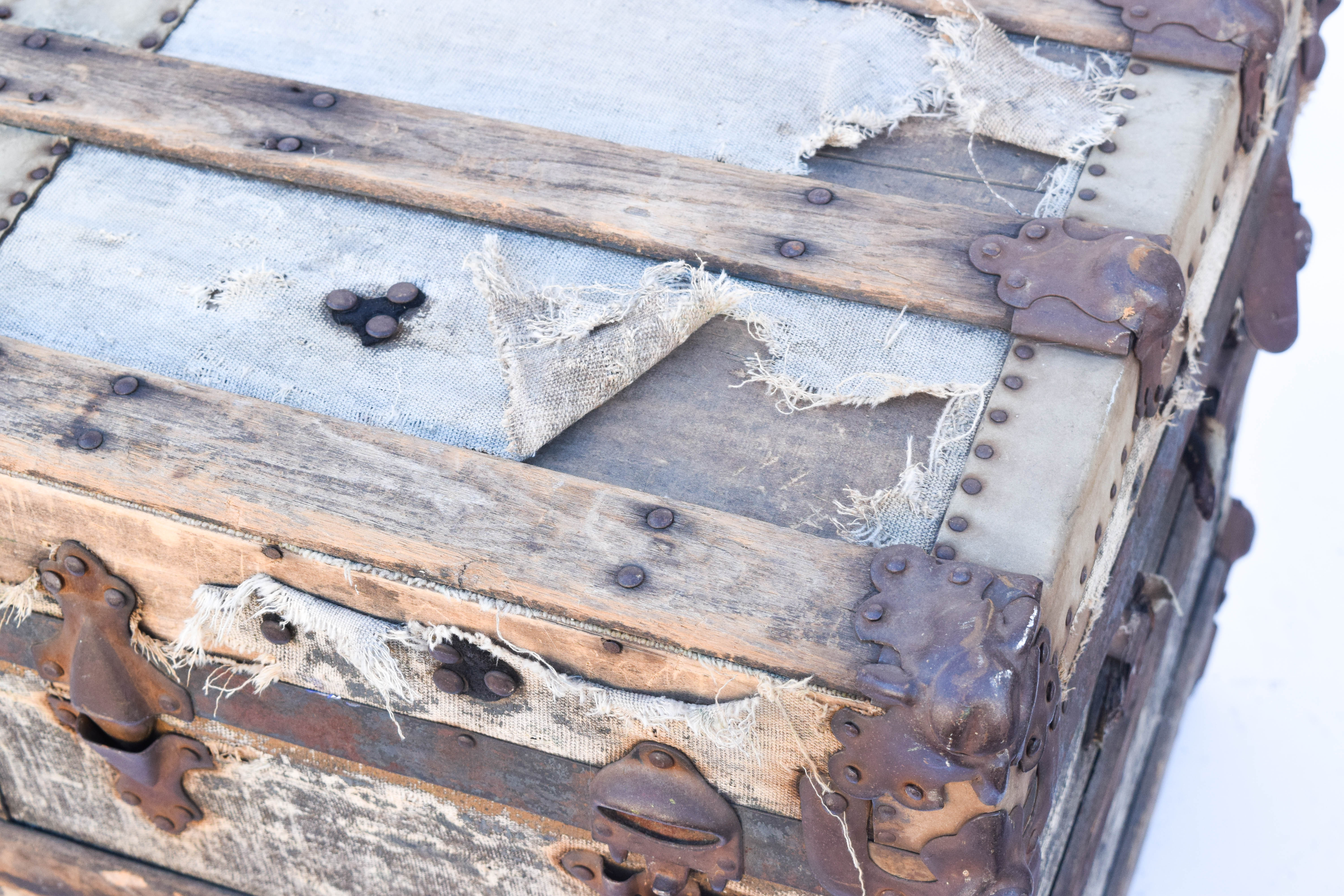 Antique Wooden Steamer Trunk by Yale & Towne