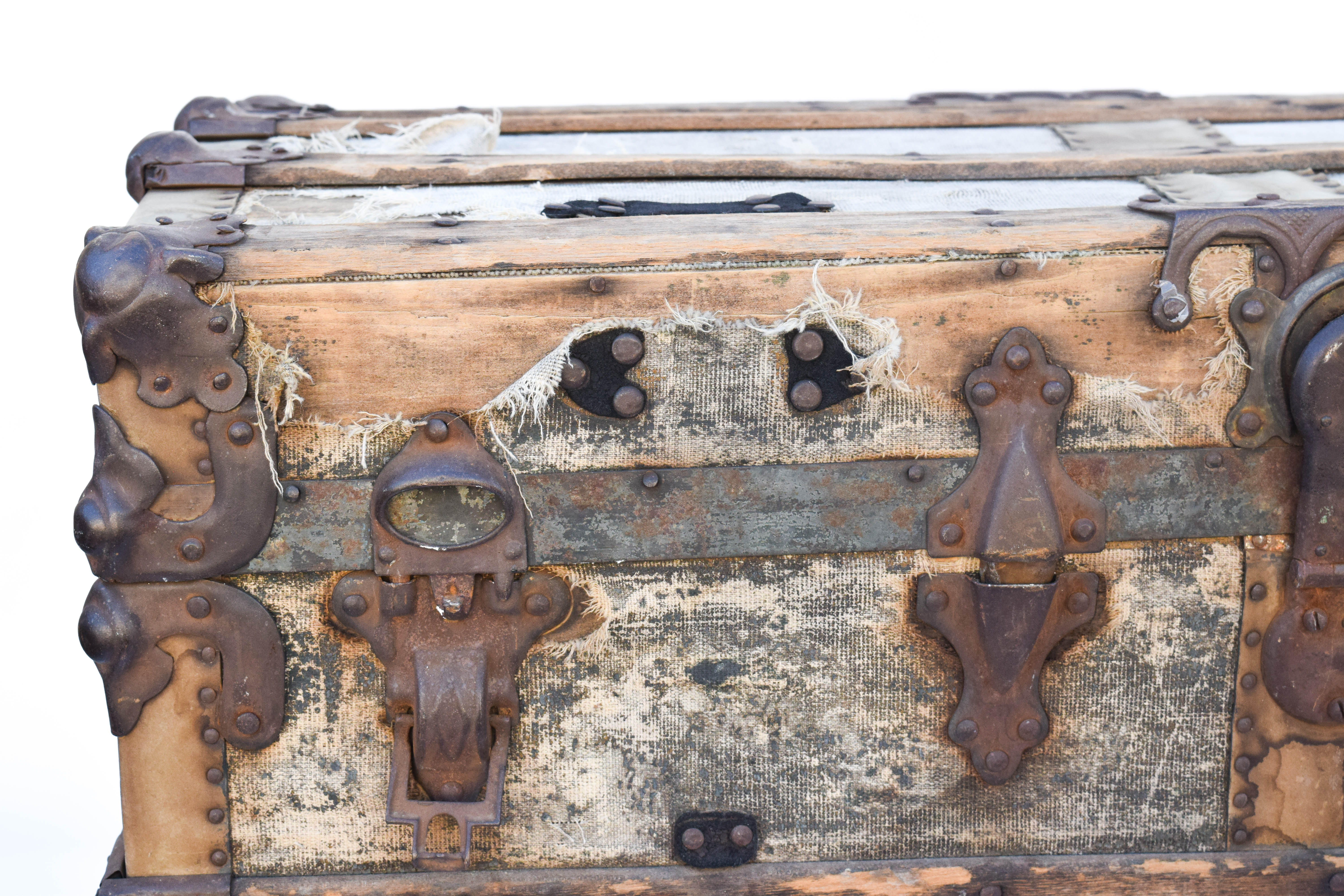 Antique Wooden Steamer Trunk by Yale & Towne