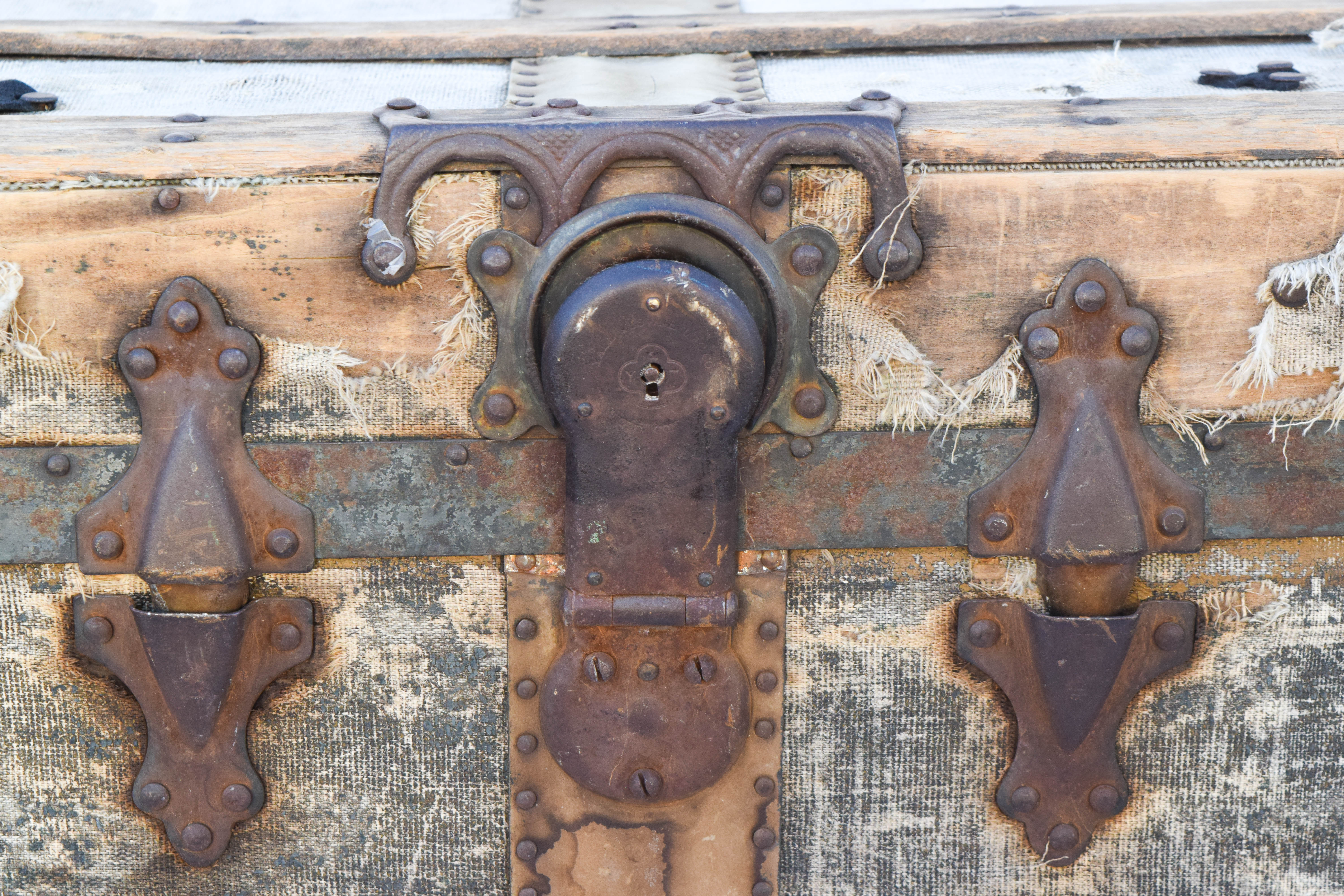 Antique Wooden Steamer Trunk by Yale & Towne