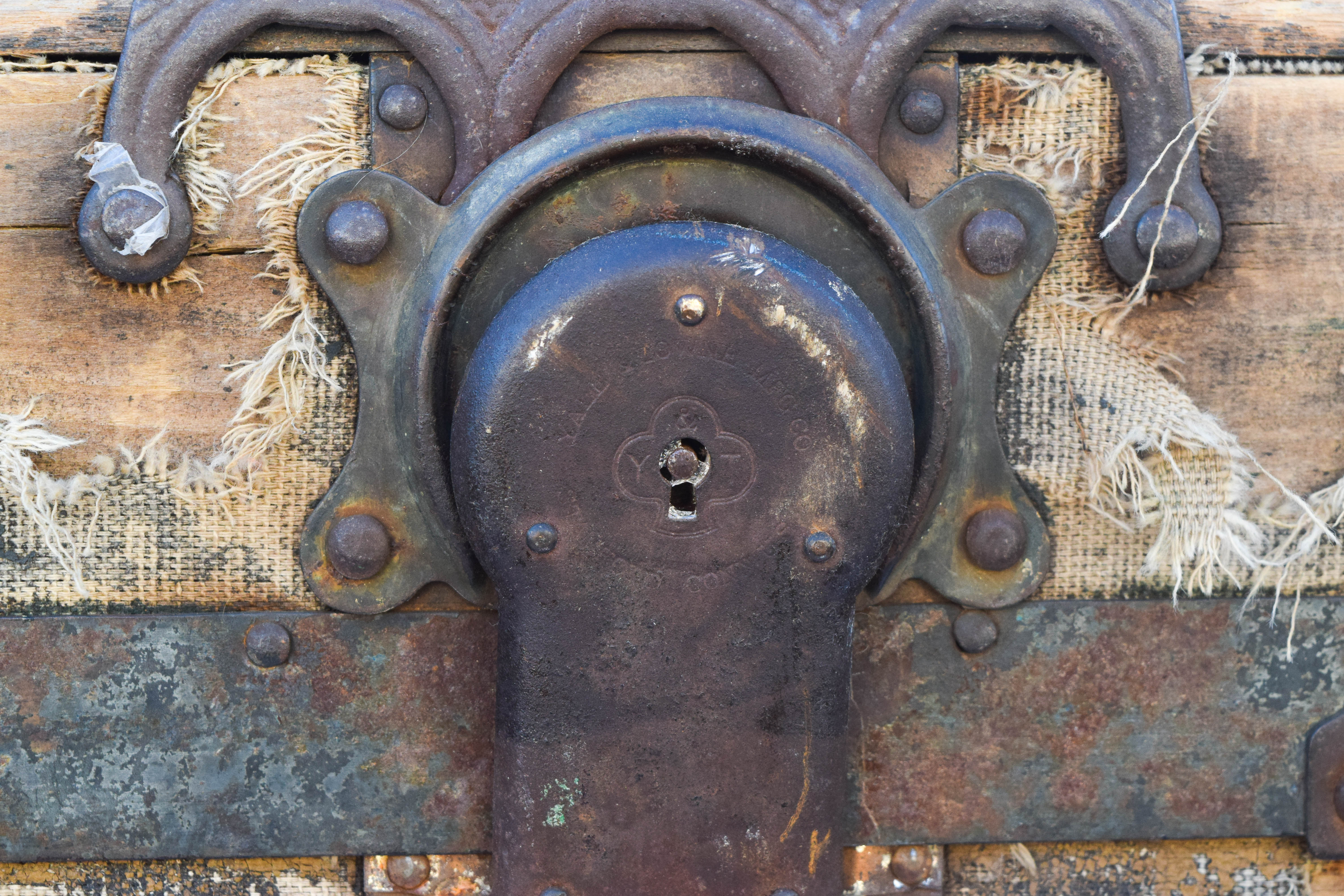 Antique Wooden Steamer Trunk by Yale & Towne