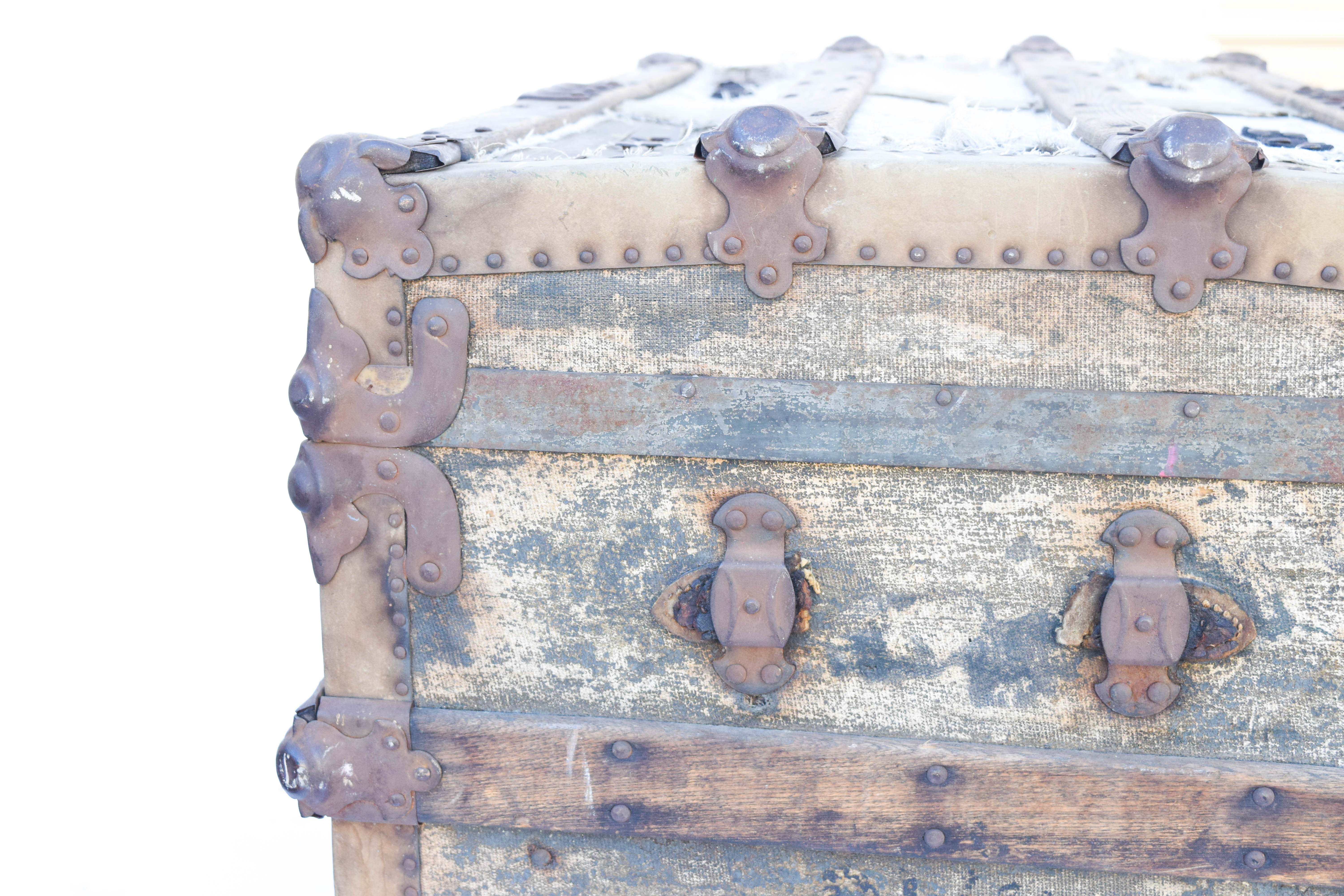 Antique Wooden Steamer Trunk by Yale & Towne
