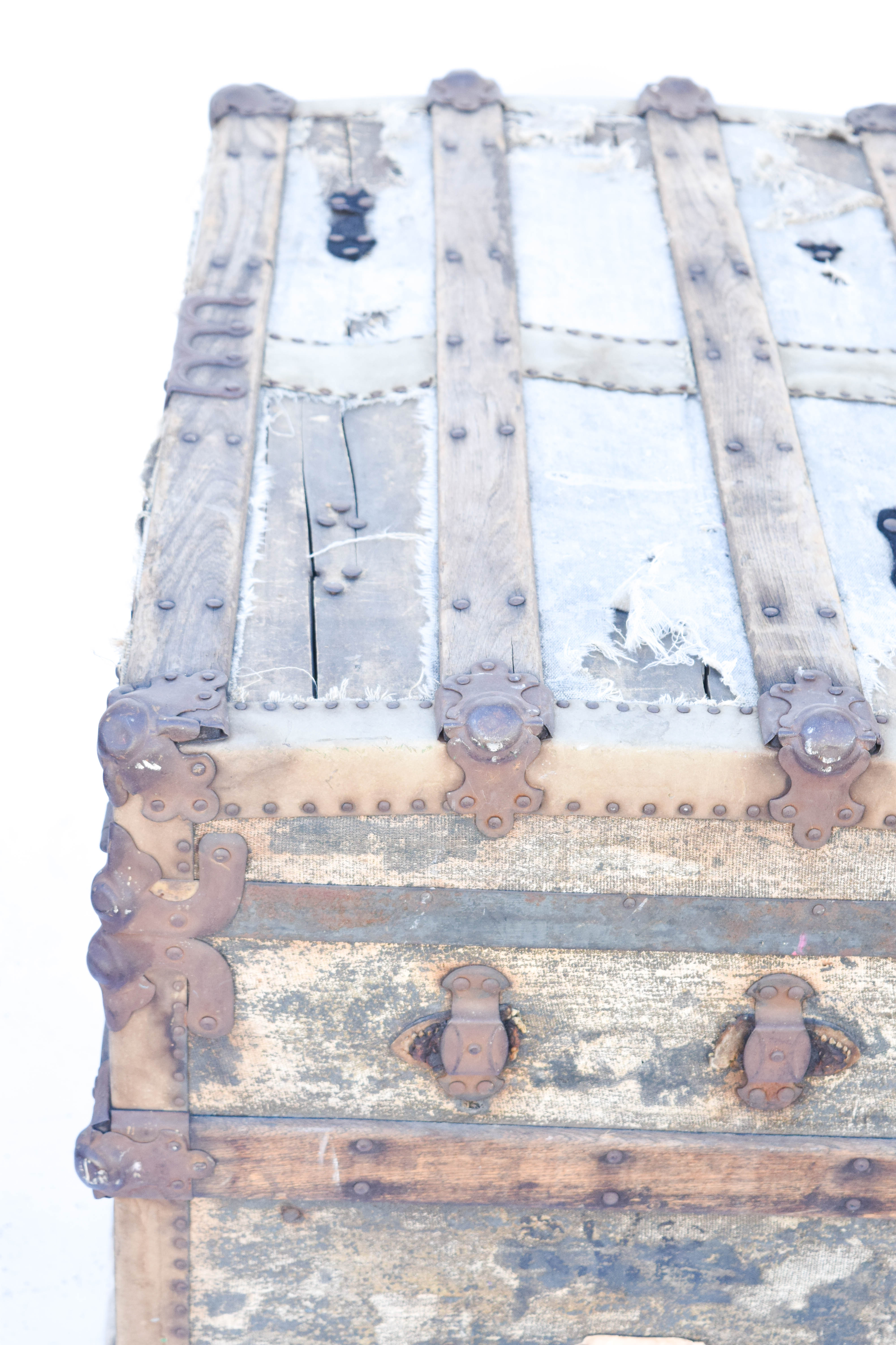 Antique Wooden Steamer Trunk by Yale & Towne