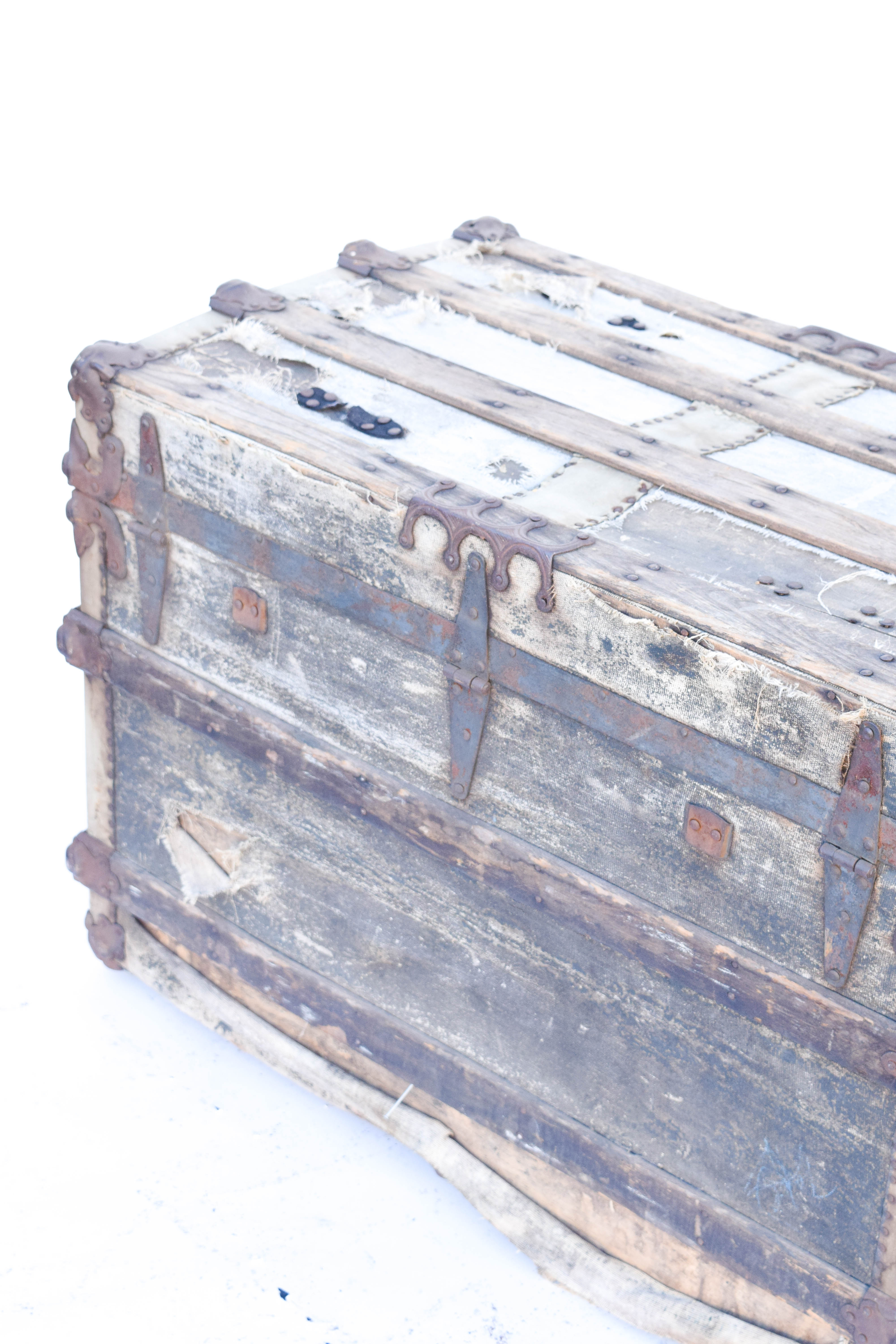 Antique Wooden Steamer Trunk by Yale & Towne