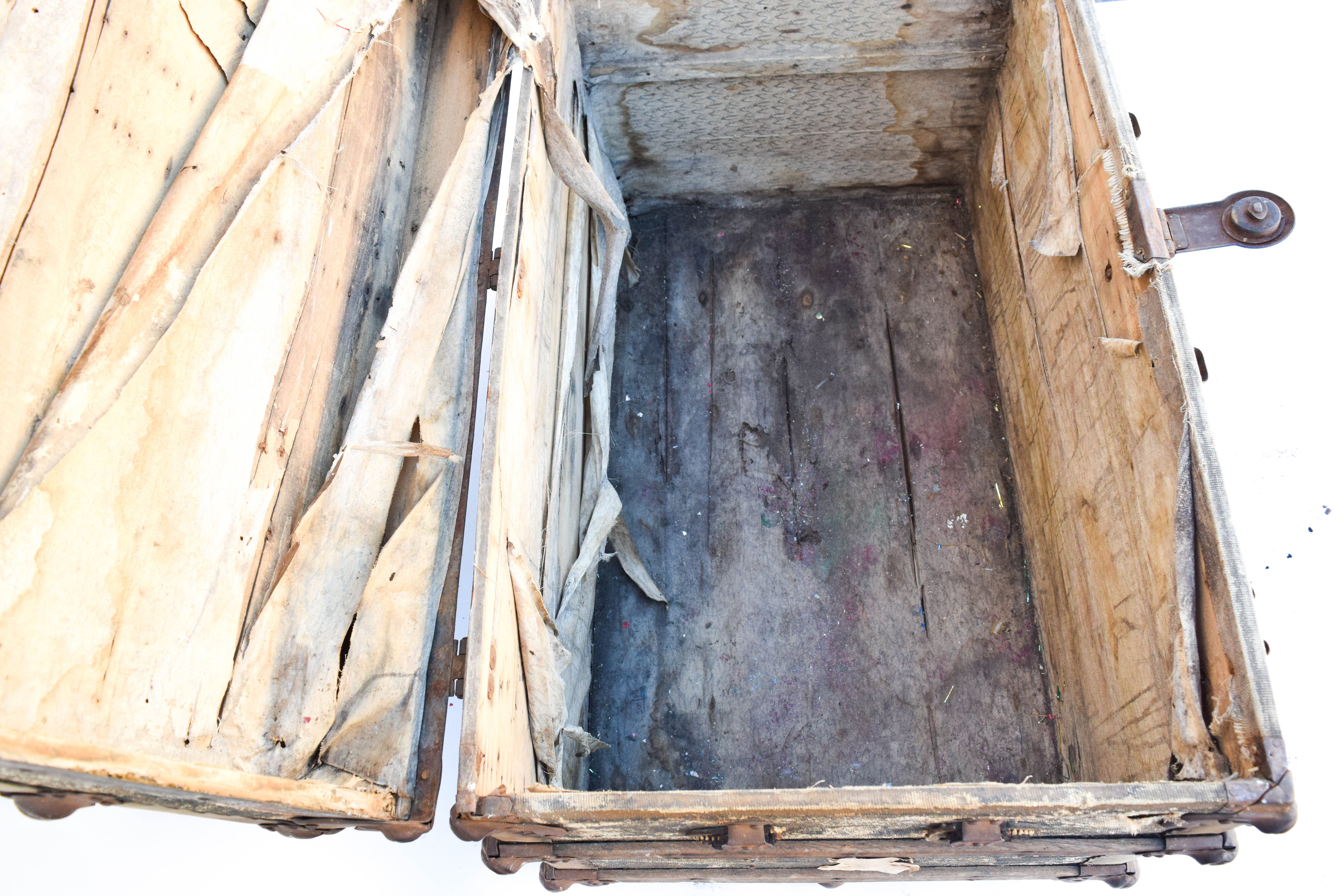 Antique Wooden Steamer Trunk by Yale & Towne