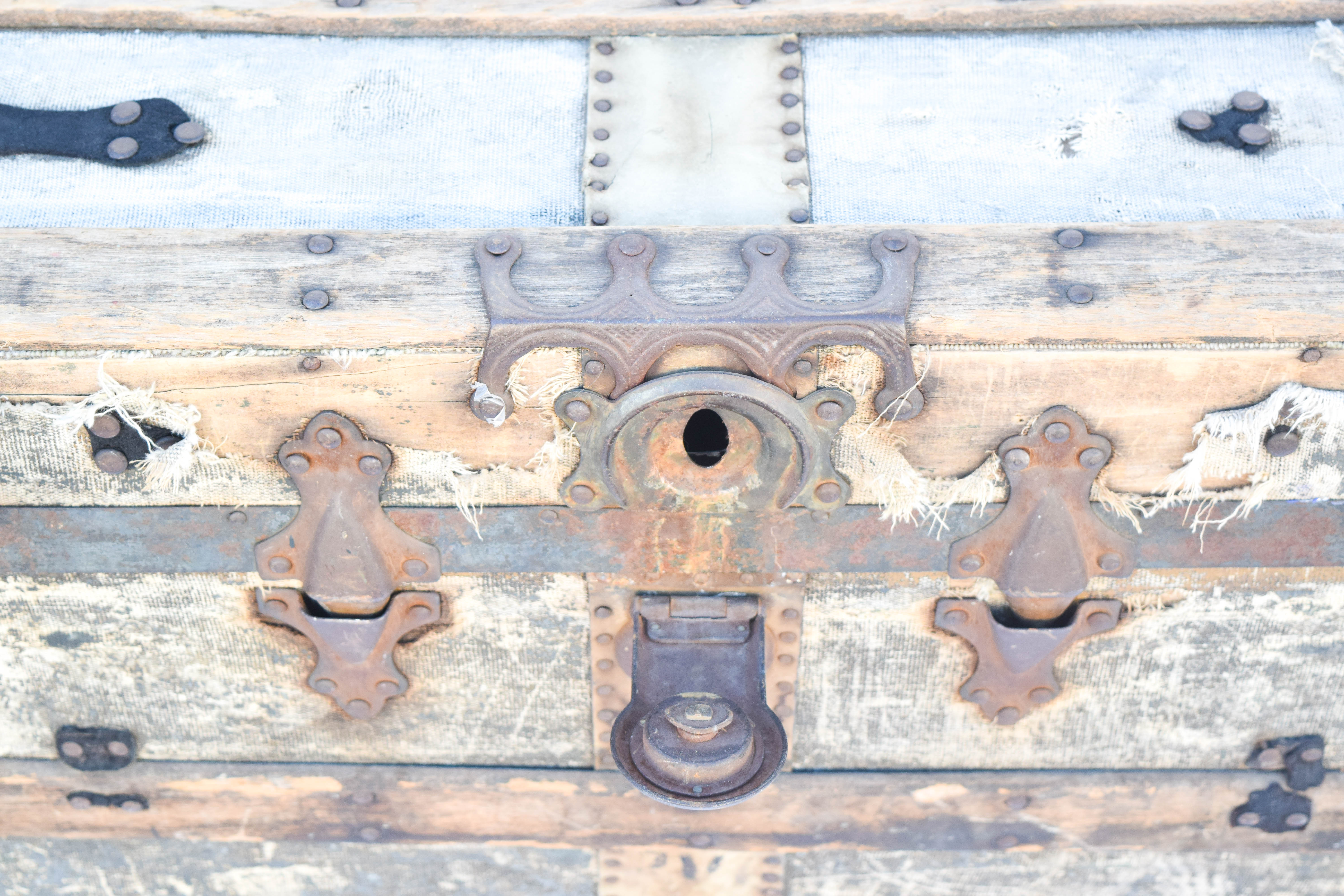 Antique Wooden Steamer Trunk by Yale & Towne