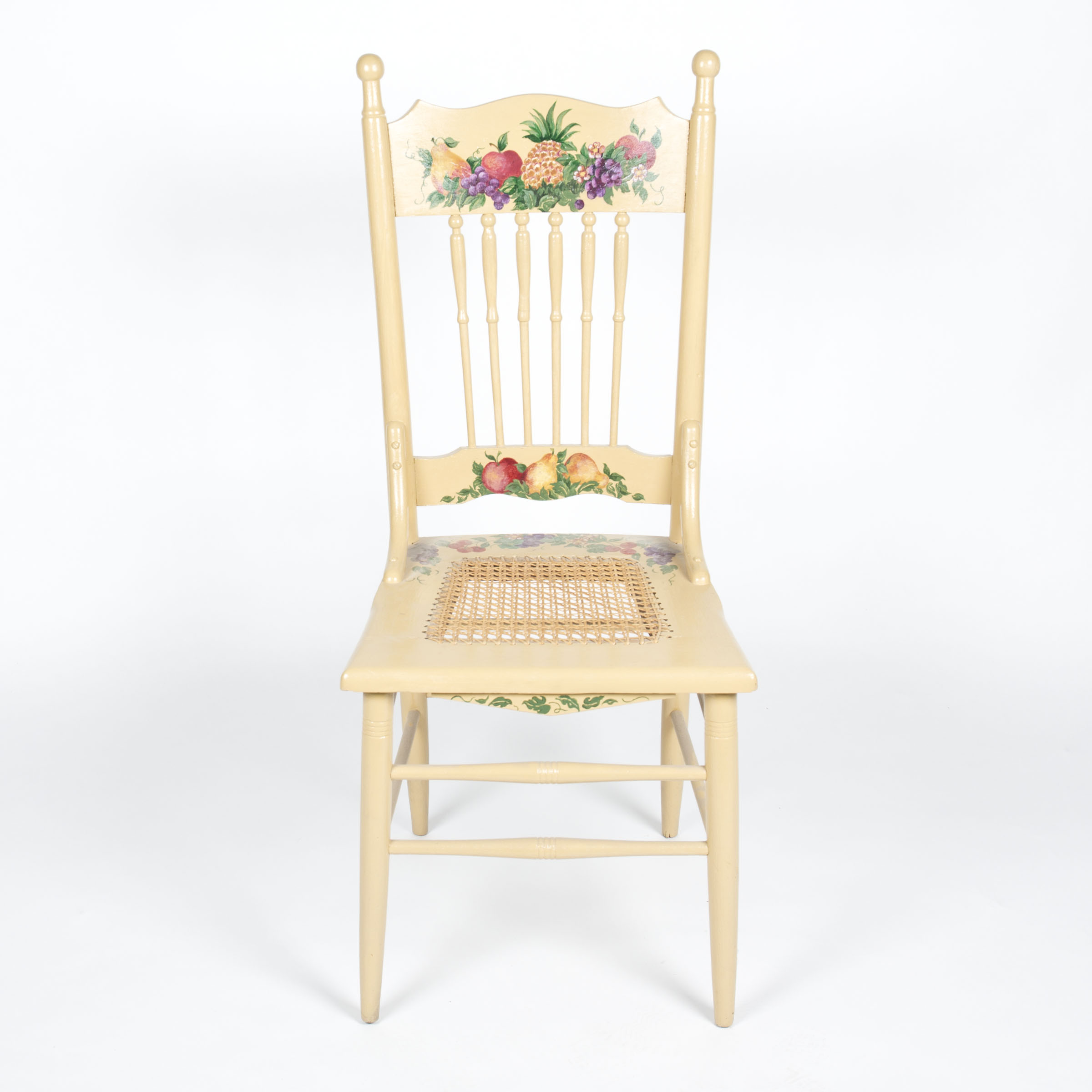 Hand Painted Fruit Motif Side Chair