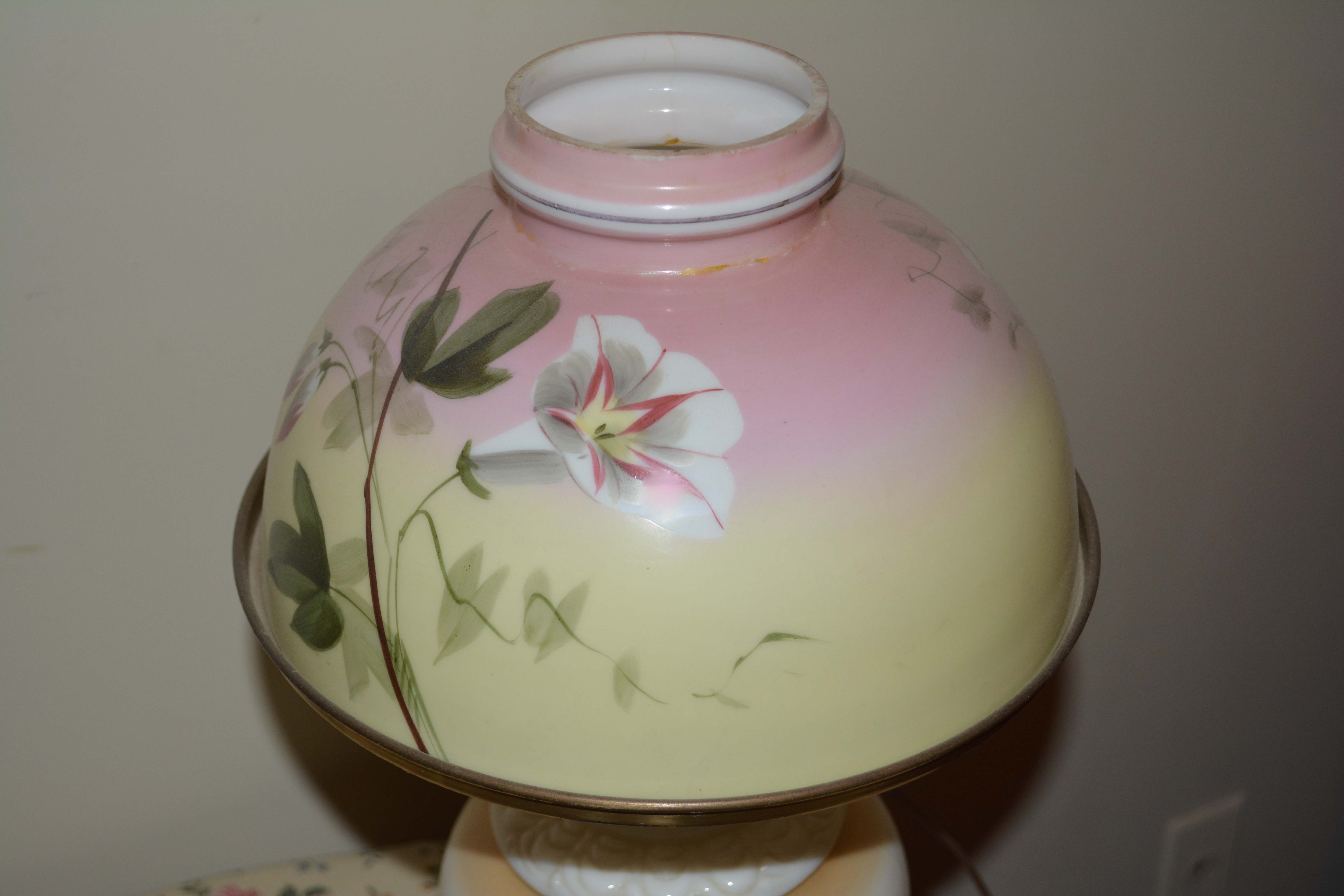 Vintage Hand-Painted Ombre Glass Parlor Lamp