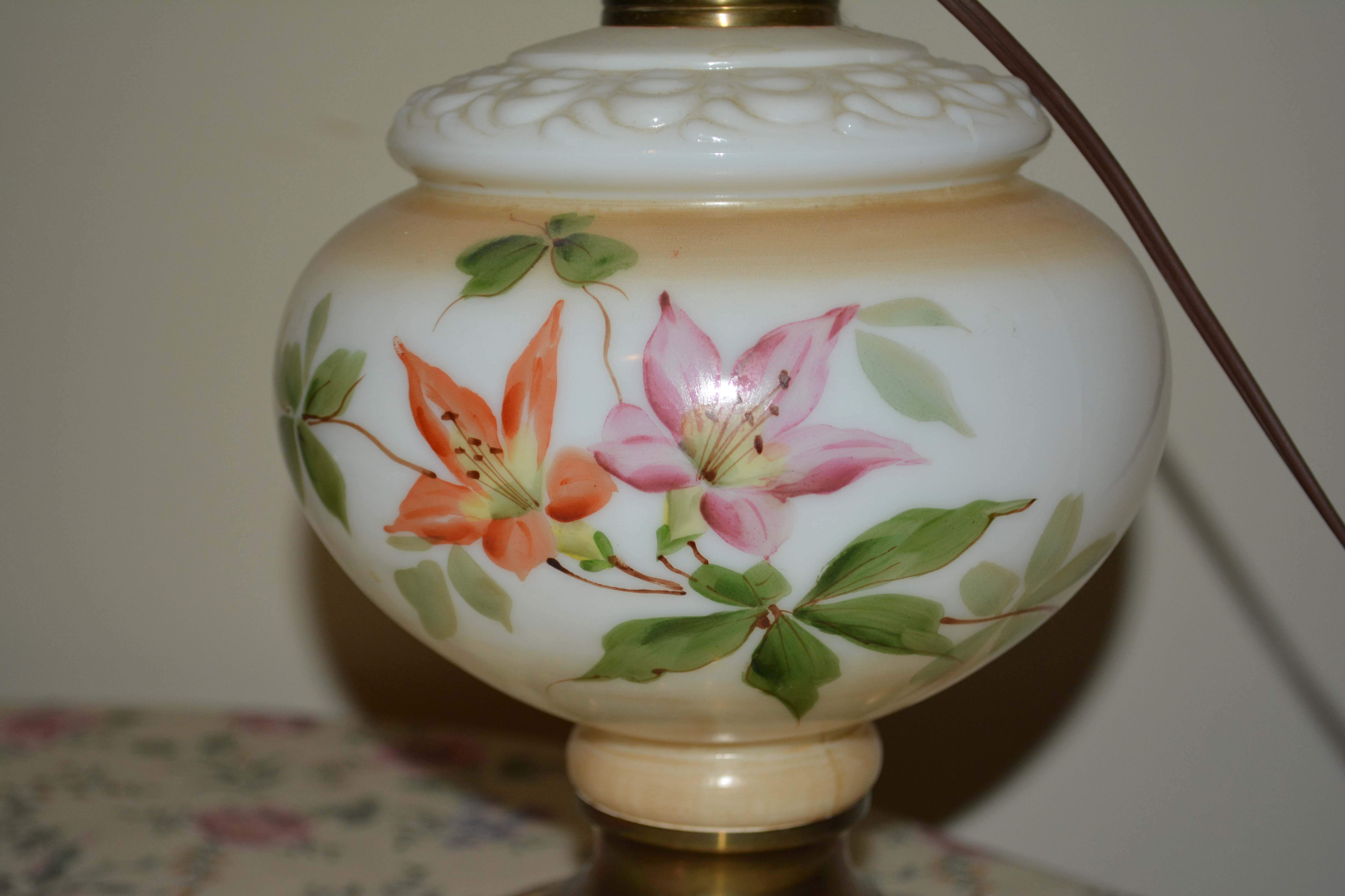 Vintage Hand-Painted Ombre Glass Parlor Lamp