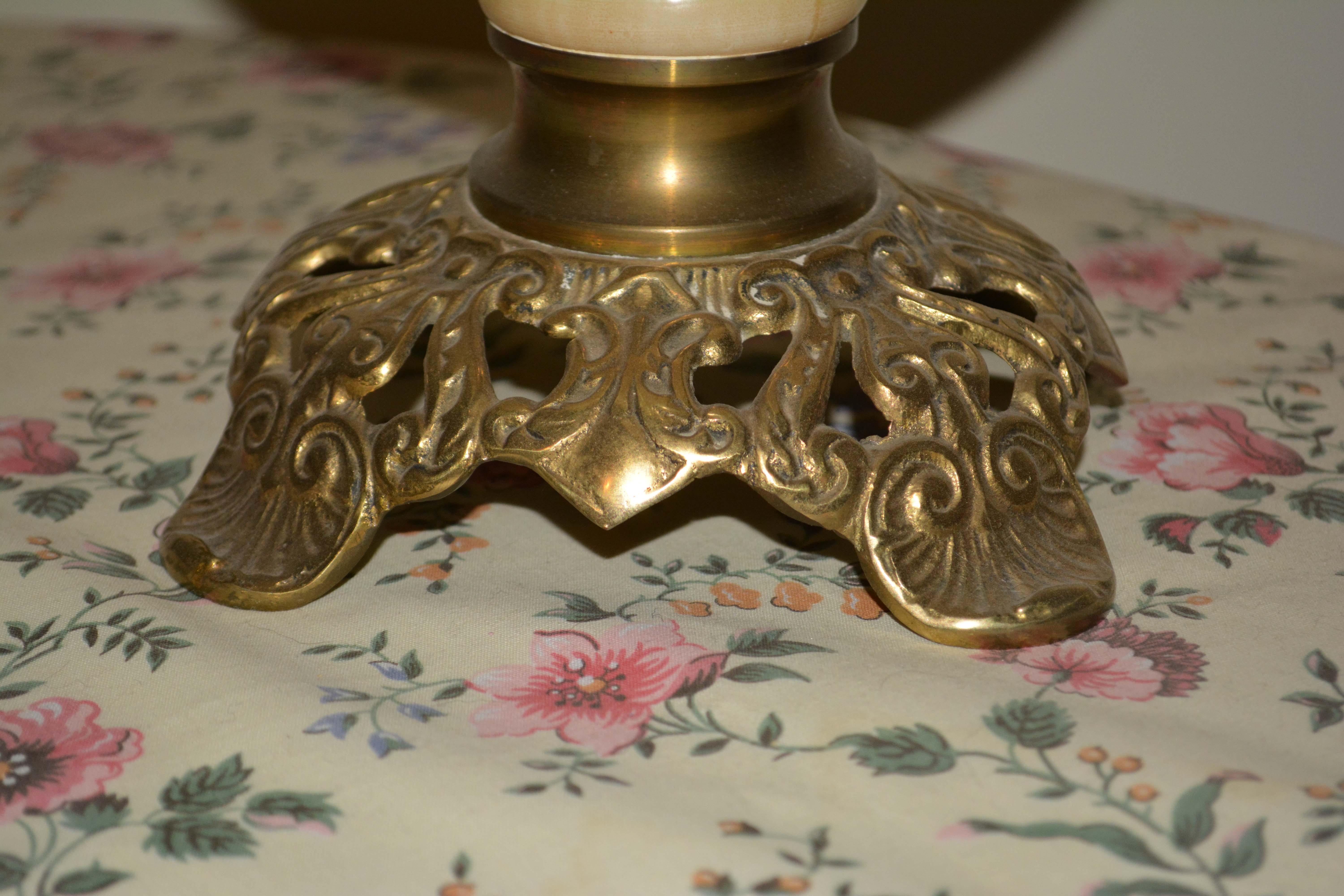 Vintage Hand-Painted Ombre Glass Parlor Lamp