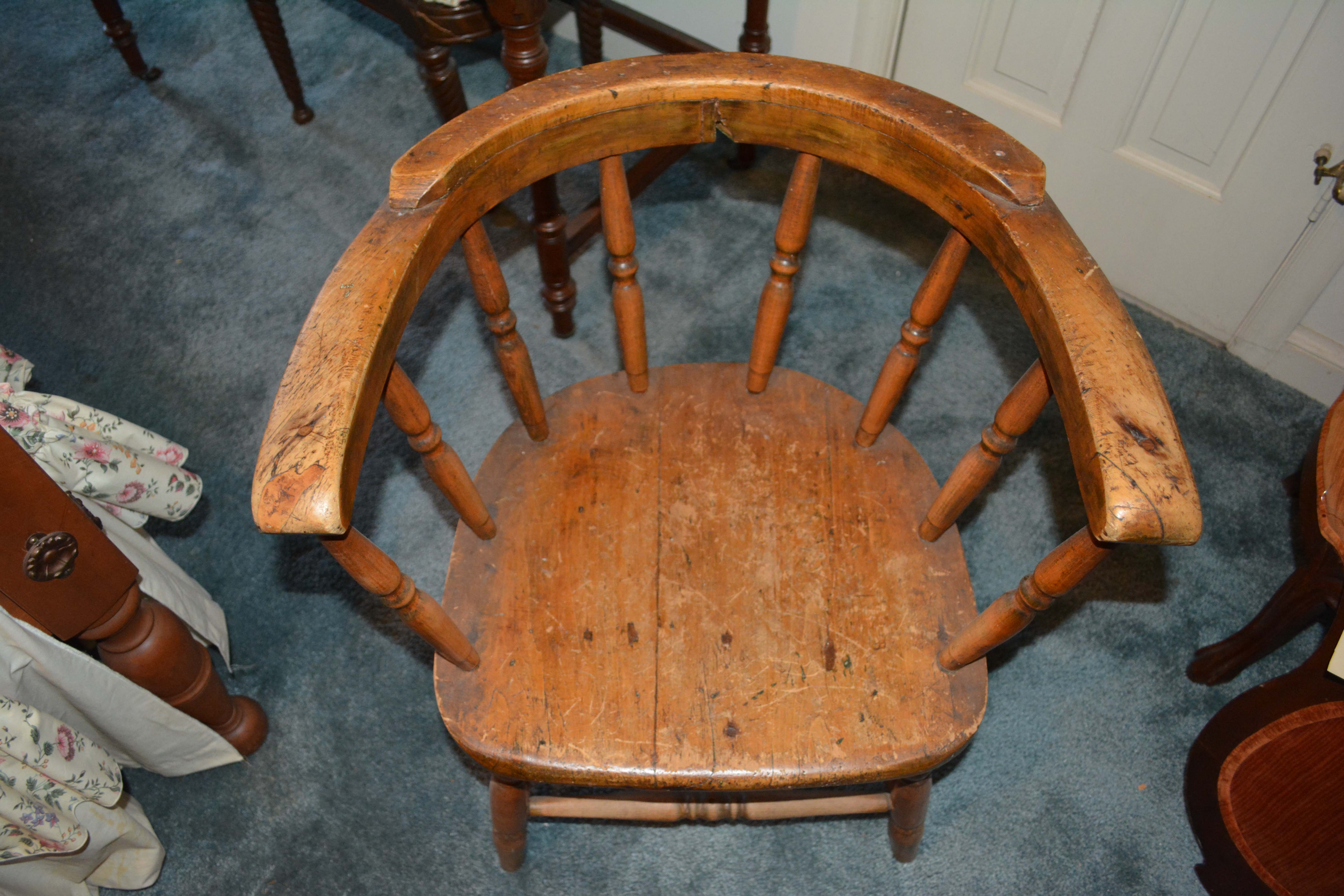 Antique Poplar Captains Chair