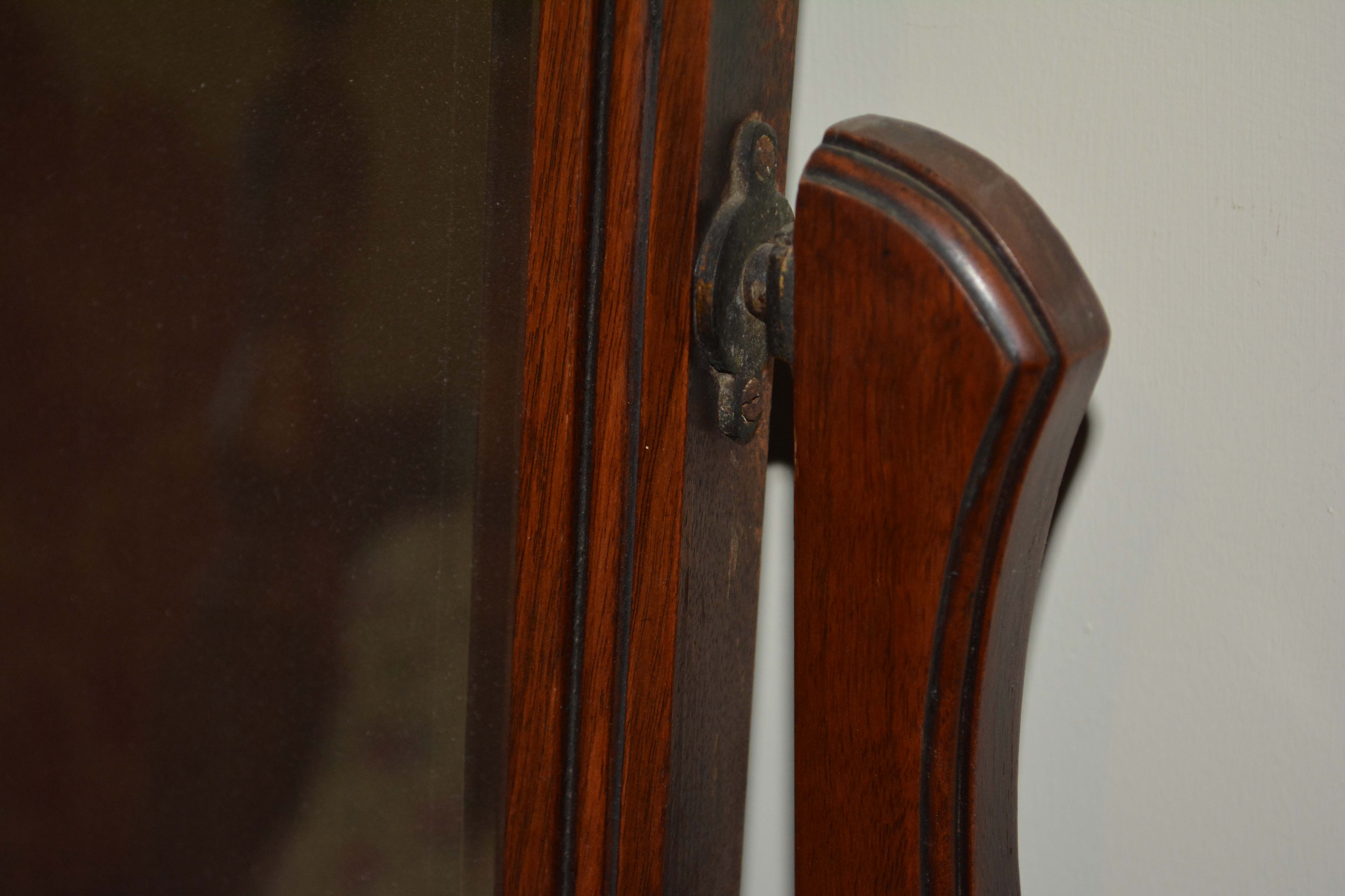 Antique English Victorian Walnut Dressing Table with Mirror and Stool