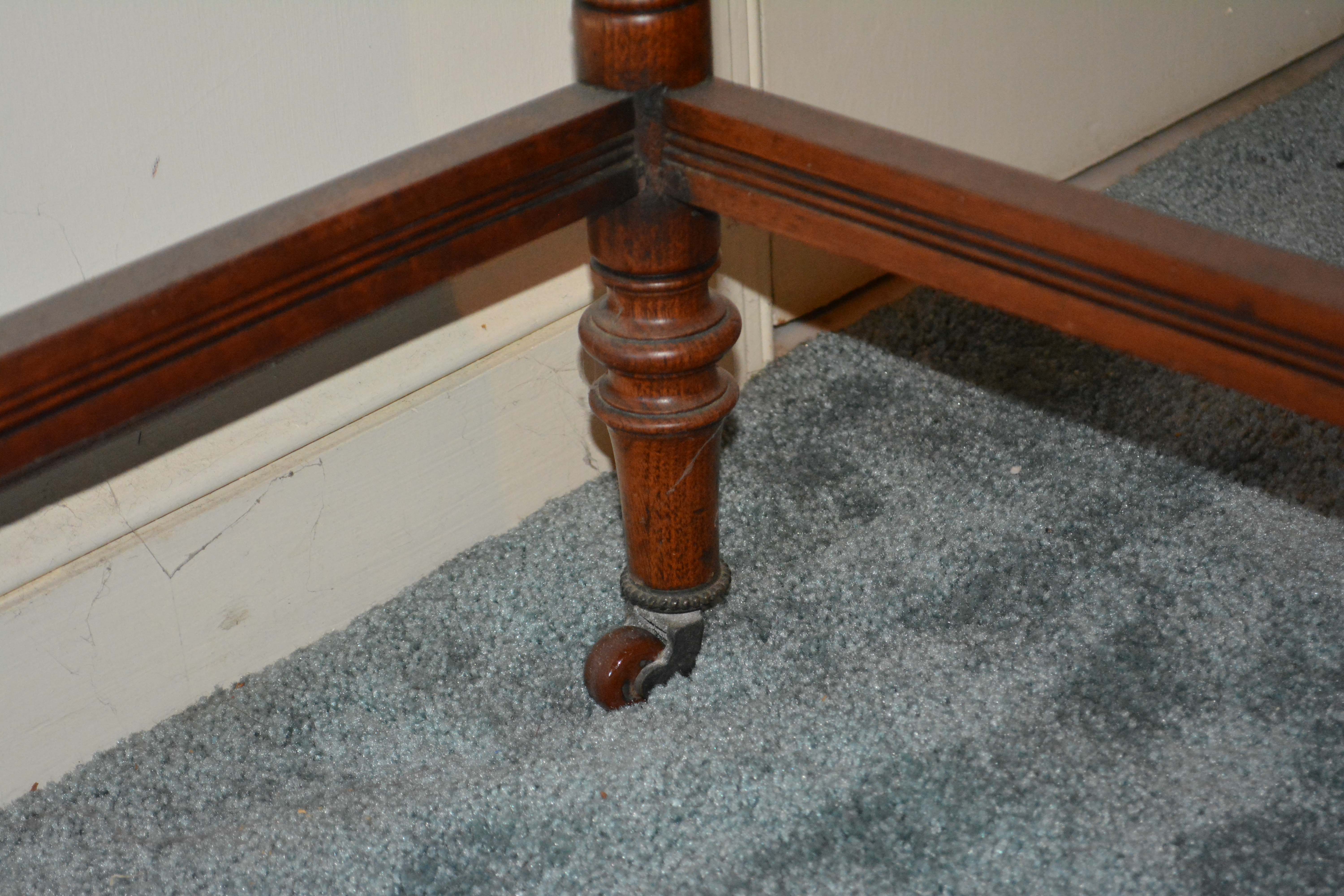 Antique English Victorian Walnut Dressing Table with Mirror and Stool